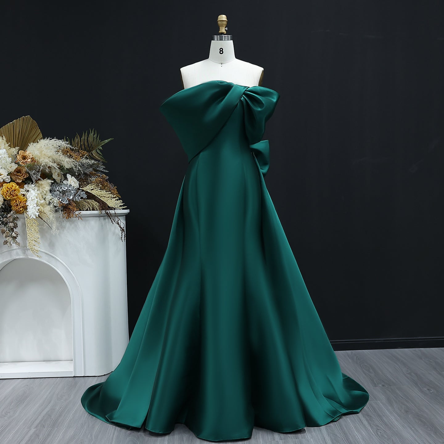 Elegant Off Shoulder Lilac Evening Dress with Overskirt SS400  Emerald Green / US 16