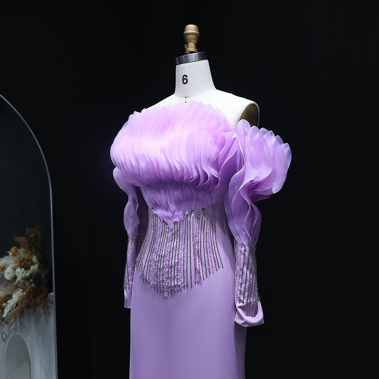 Elegant Off the Shoulder Lilac Evening Dress XD-006