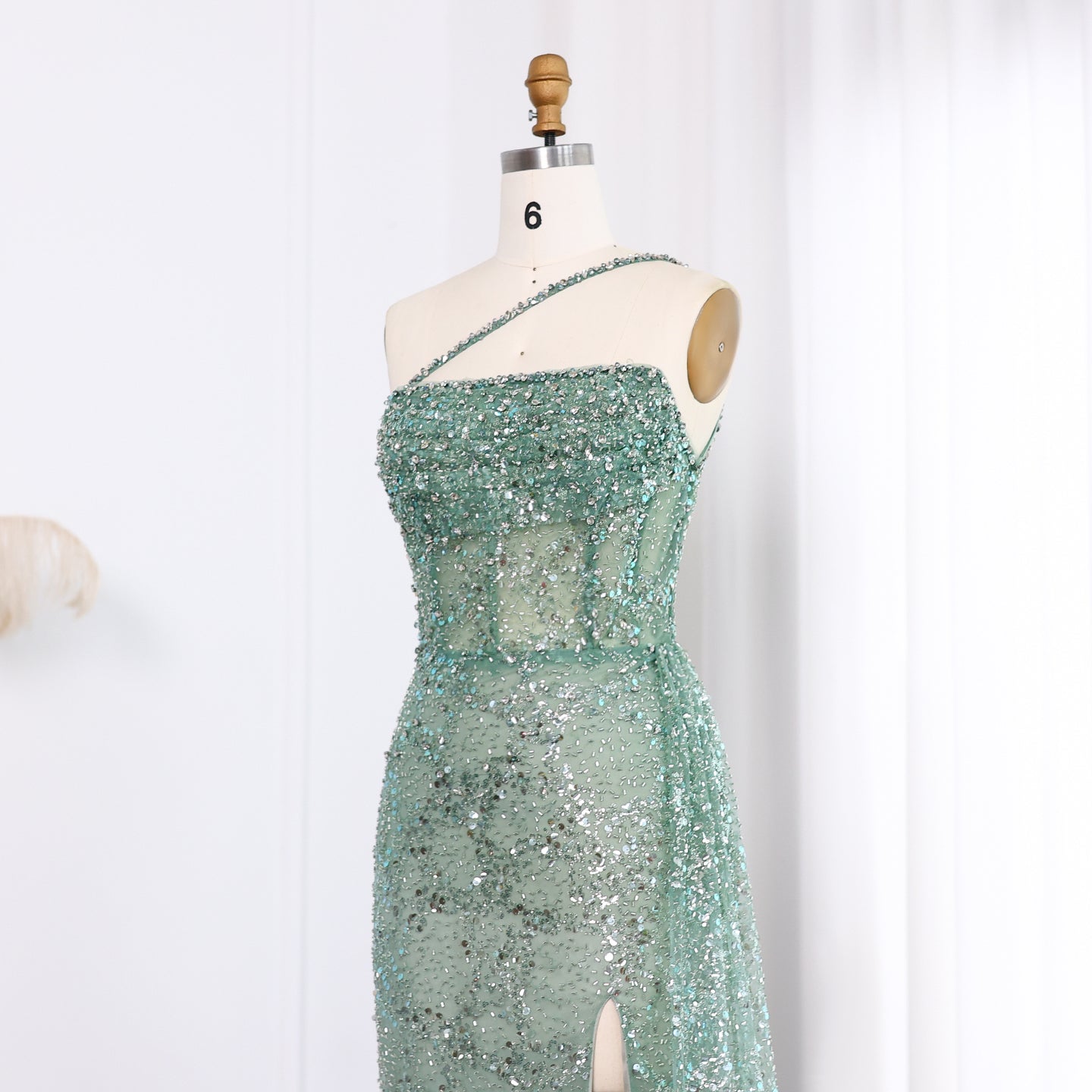 Luxury Blue One Shoulder Evening Dress with Overskirt SS710