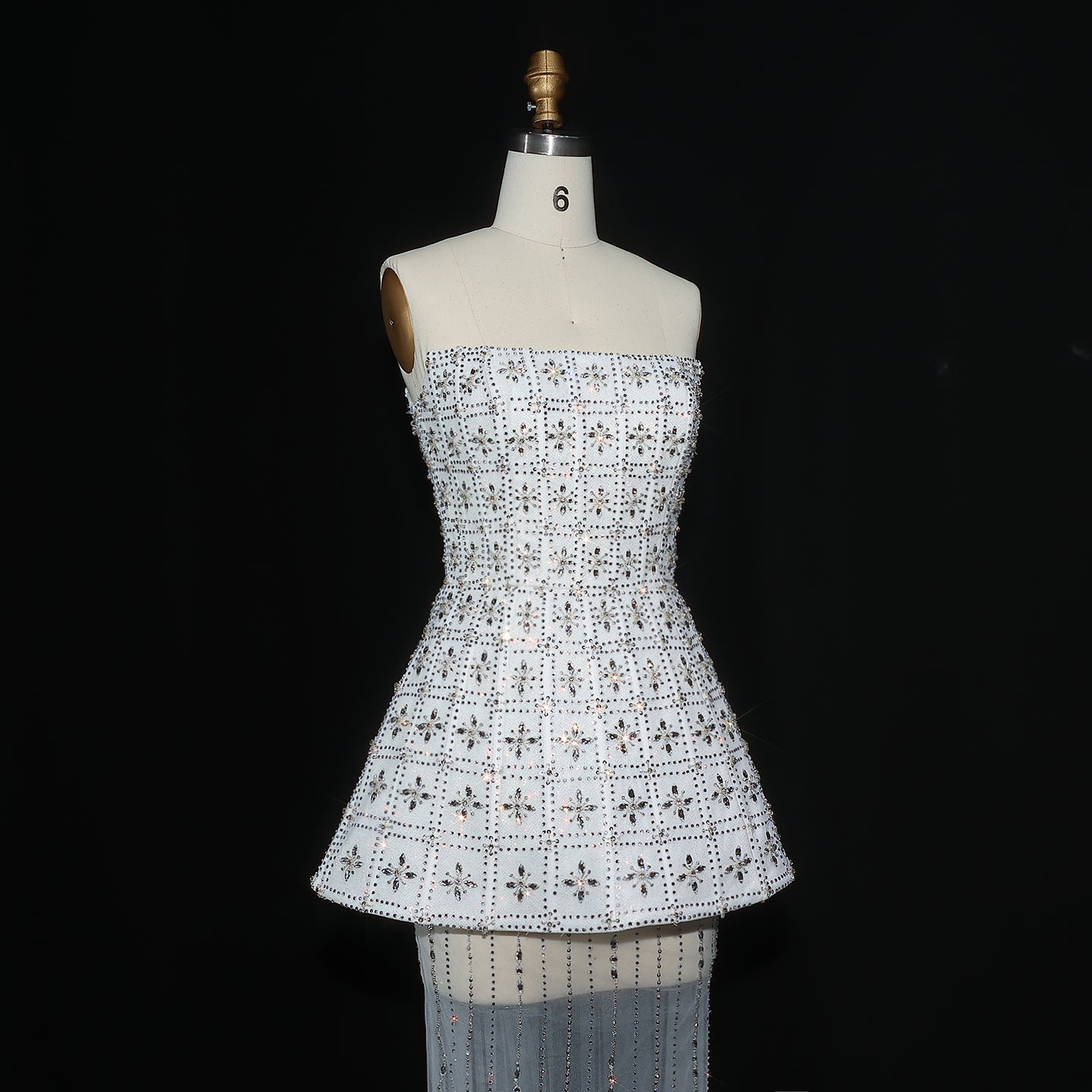 Stunning Strapless Crystal White Evening Dress SS545