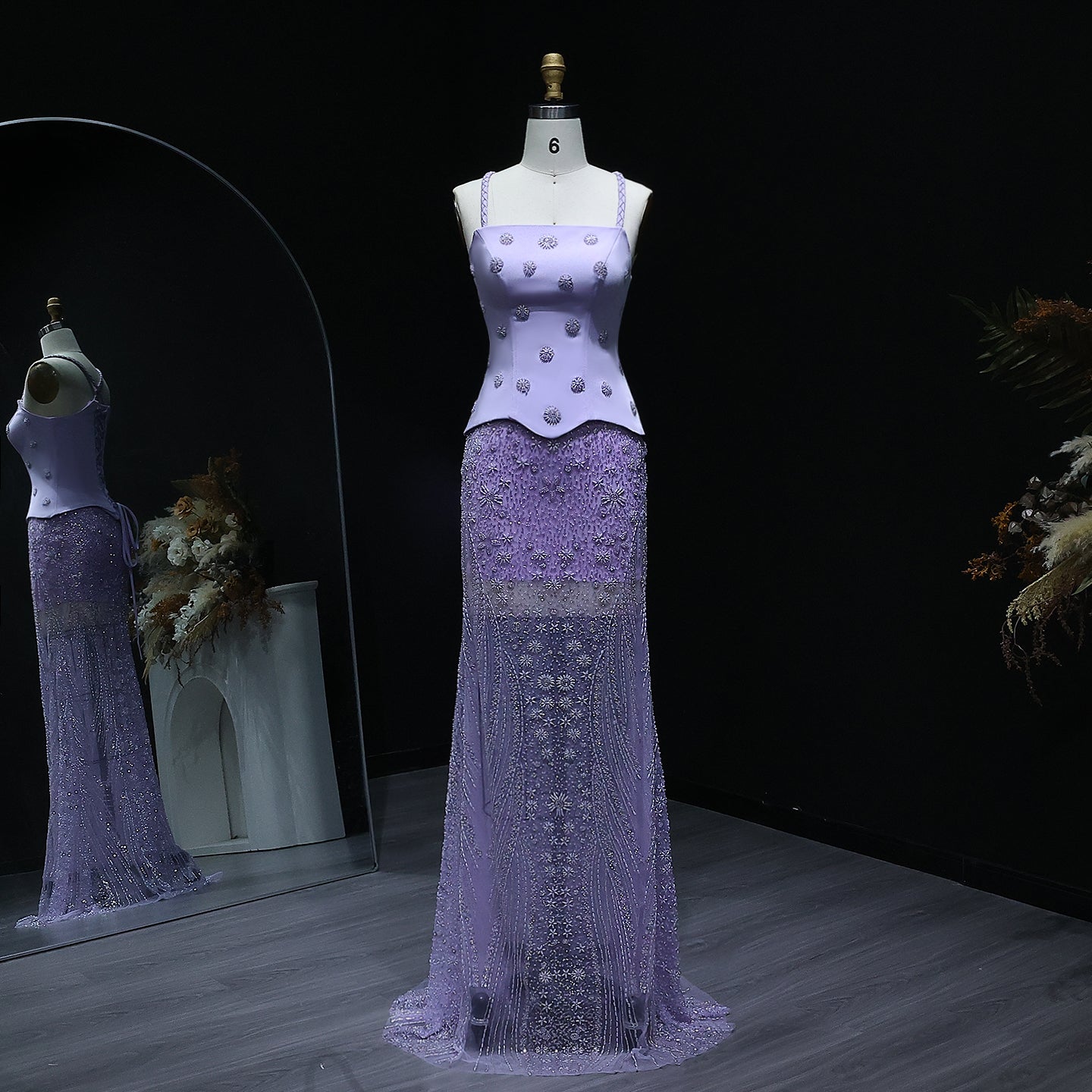 Chic Lilac Two Pieces Evening Dress with Spaghetti Straps SS697  Lilac Short Lining / US 18