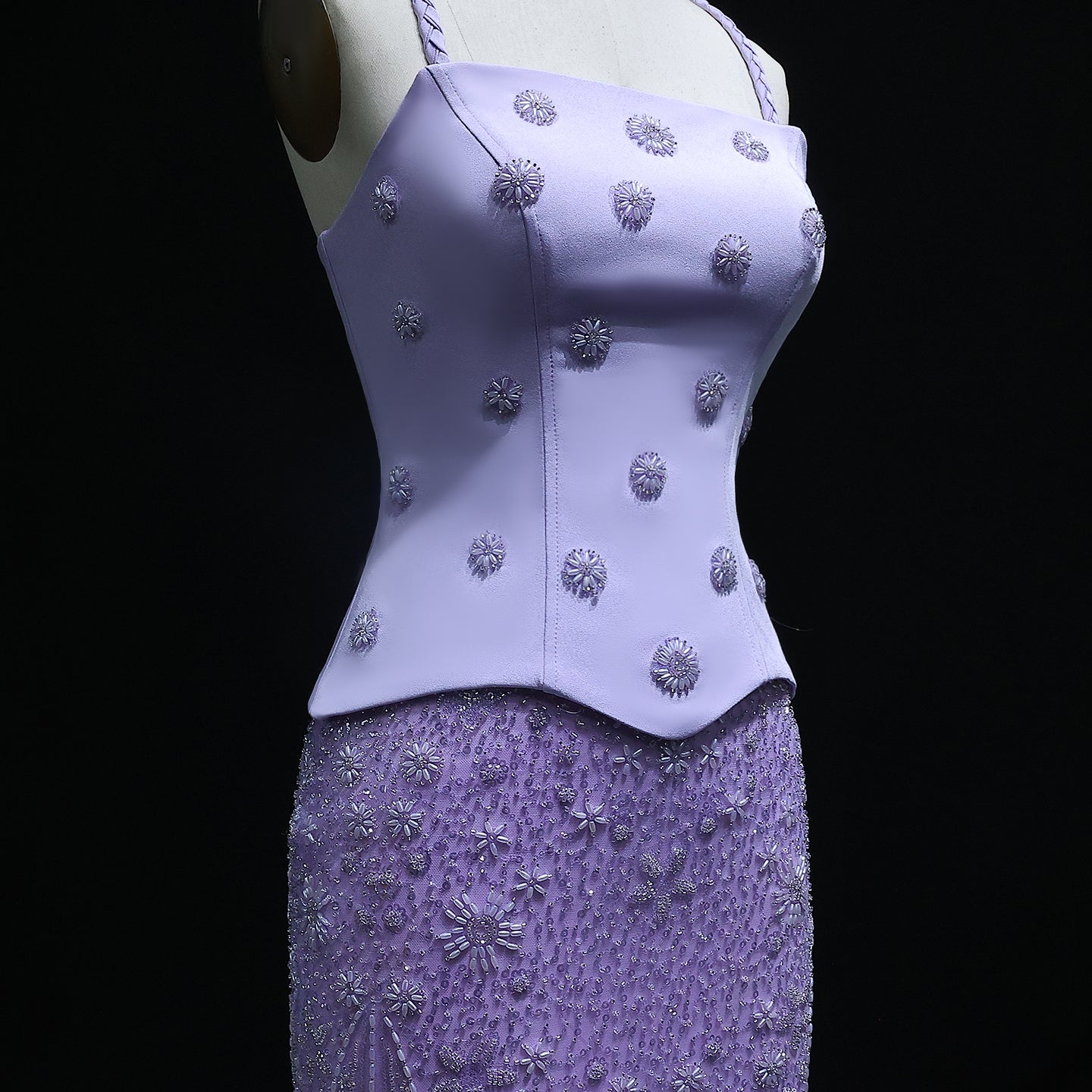 Chic Lilac Two Pieces Evening Dress with Spaghetti Straps SS697