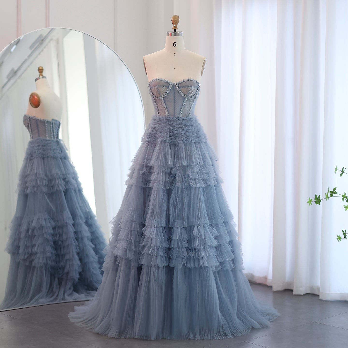 Elegant Sweetheart Ball Gown Blue Evening Dress SS553  Blue / US 10