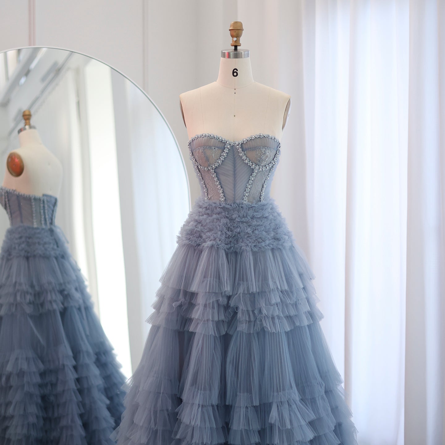 Elegant Sweetheart Ball Gown Blue Evening Dress SS553