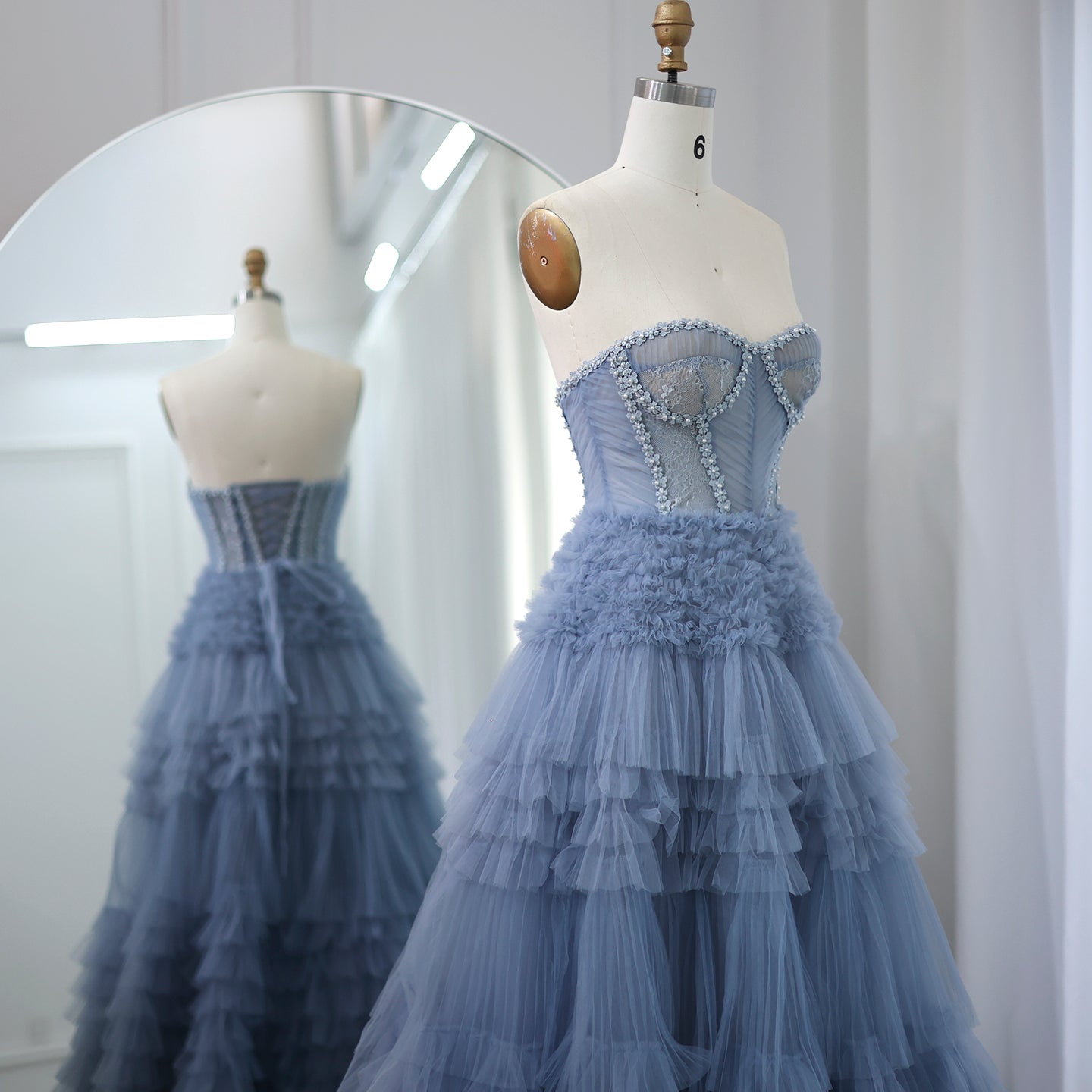 Elegant Sweetheart Ball Gown Blue Evening Dress SS553