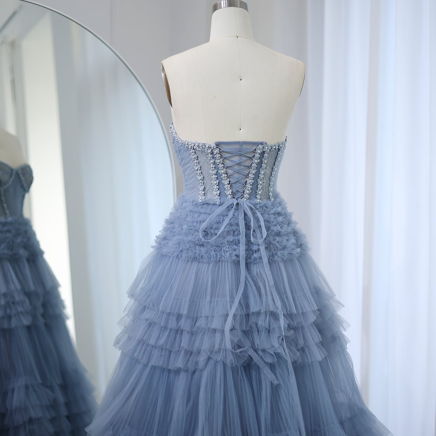 Elegant Sweetheart Ball Gown Blue Evening Dress SS553