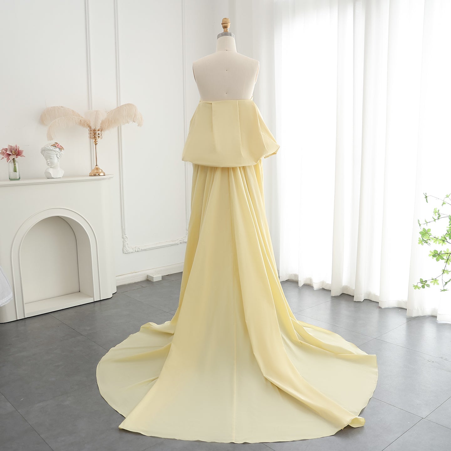 Luxury Blue Strapless Evening Dress with Cape SS454