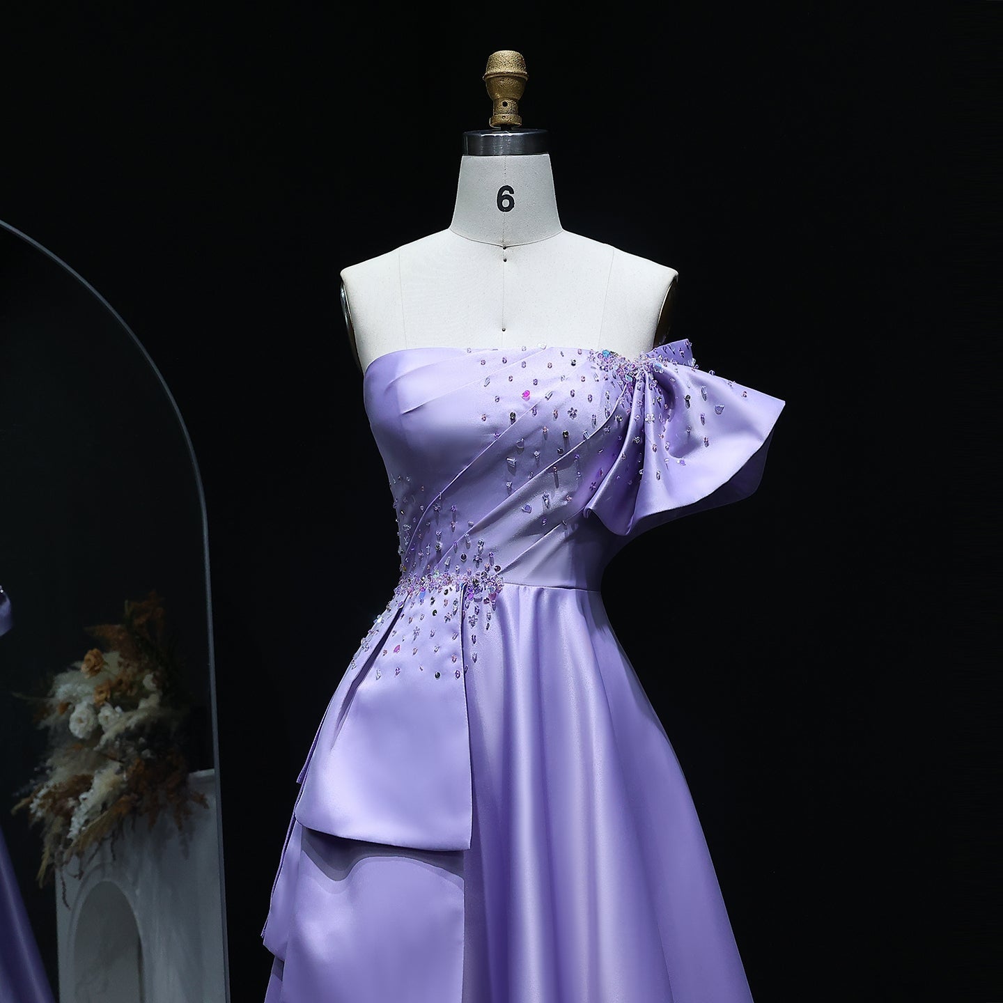 Elegant Gold One Shoulder Satin Evening Dress SS592