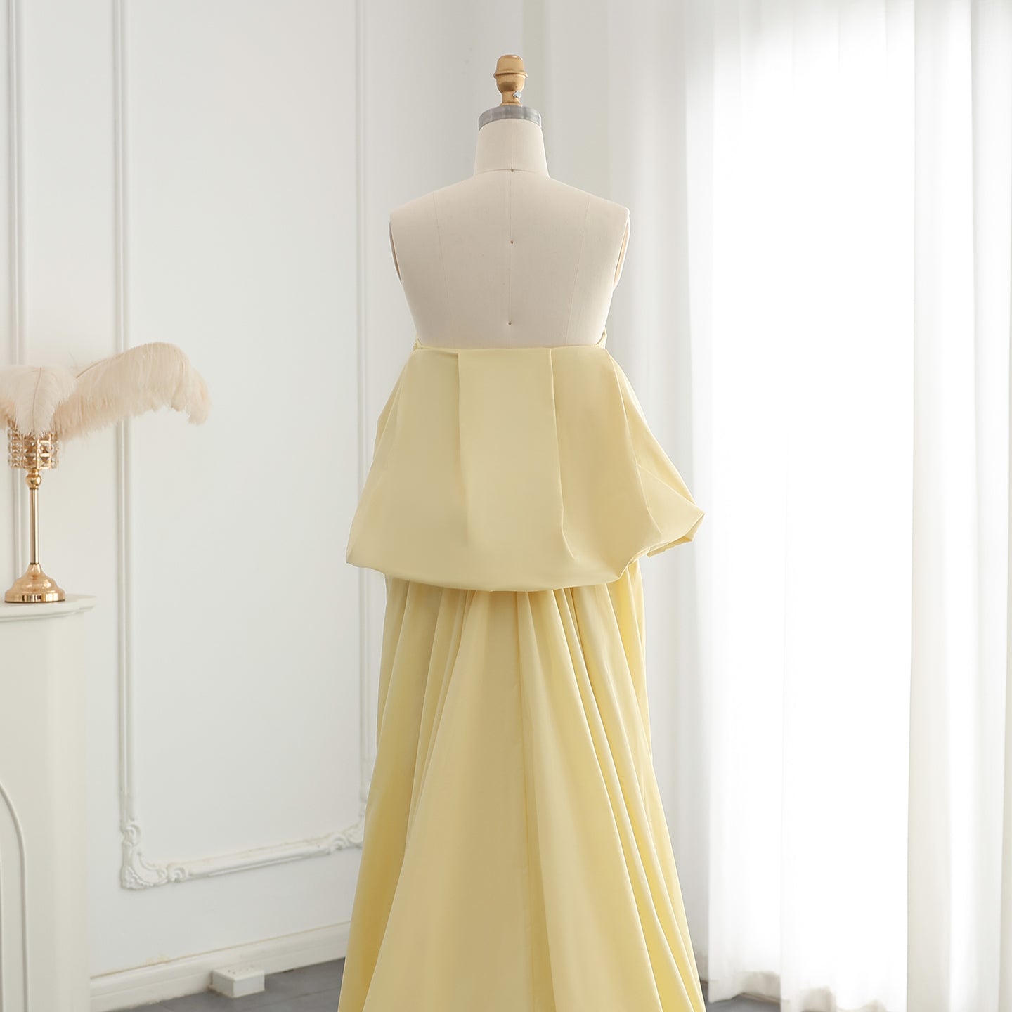 Luxury Blue Strapless Evening Dress with Cape SS454