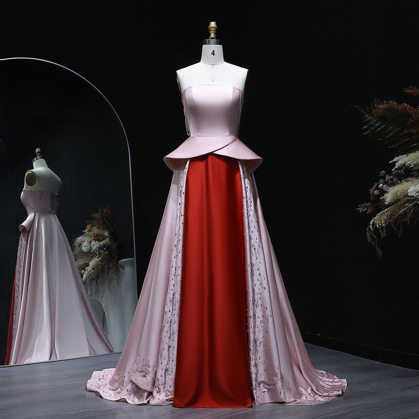 Elegant Strapless Pink and Red Two-Tone Evening Dress SS244  Pink and Red / US 16