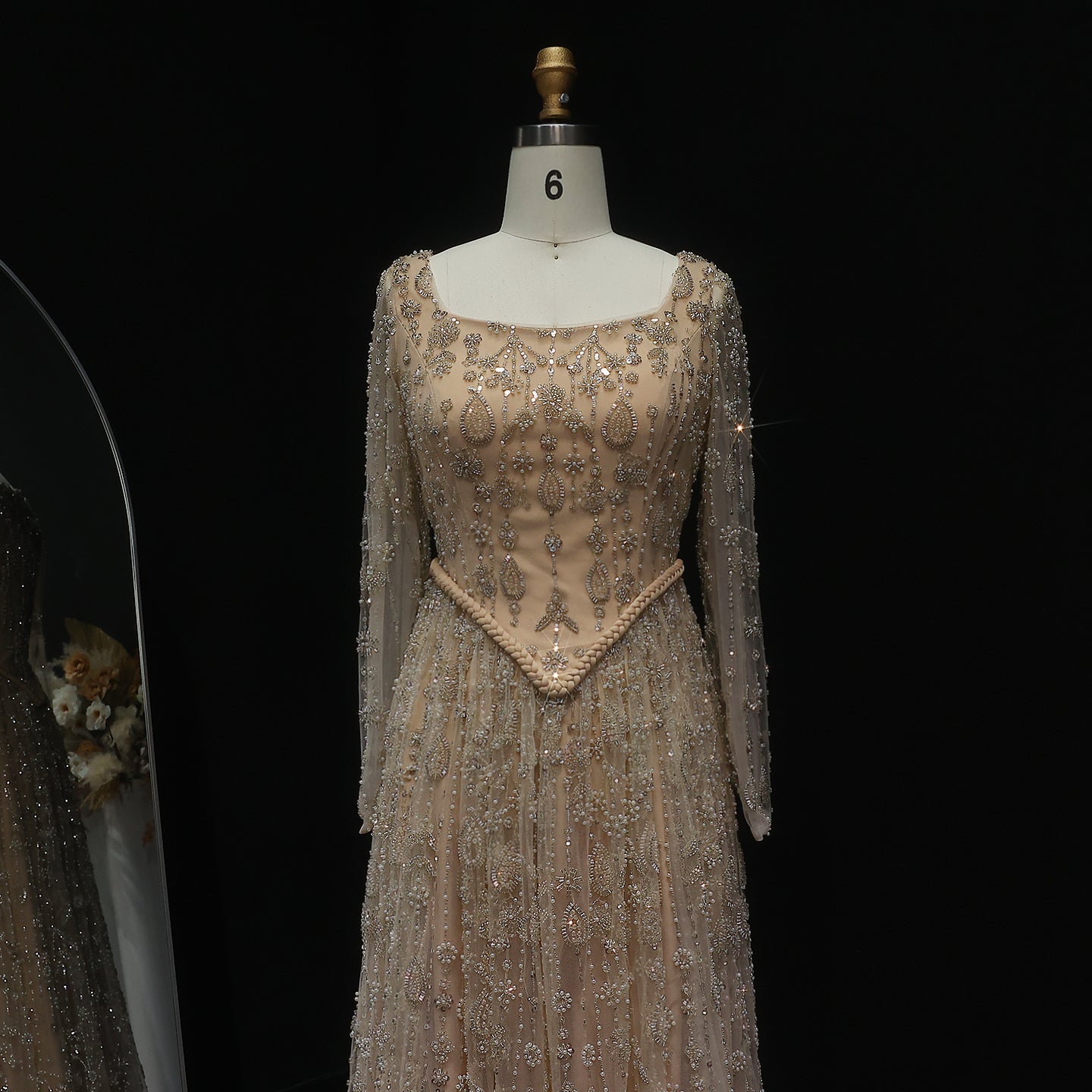 Luxury Sage Green Spaghetti A-Line Evening Dress SS693