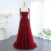 Luxury Beaded Red Evening Dresses with Straps SS263  Wine Red / US 16
