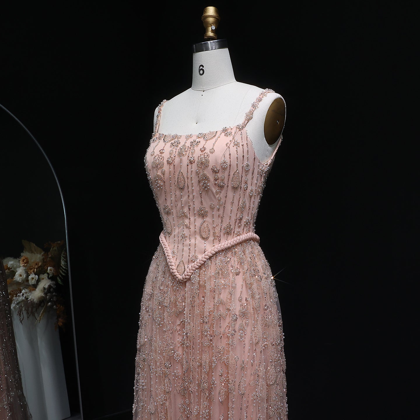 Luxury Sage Green Spaghetti A-Line Evening Dress SS693