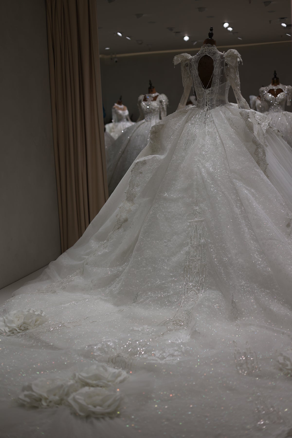 Luxury V-Neck Long Sleeves Wedding Dress RS014