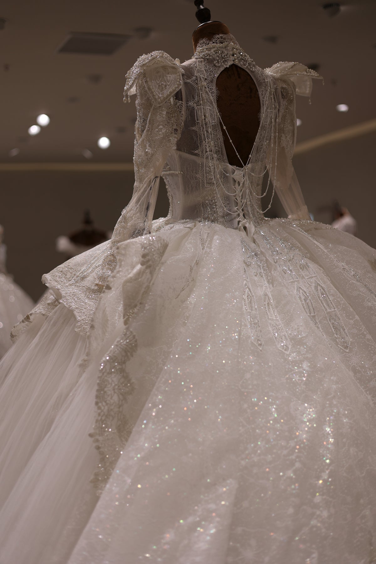 Luxury V-Neck Long Sleeves Wedding Dress RS014