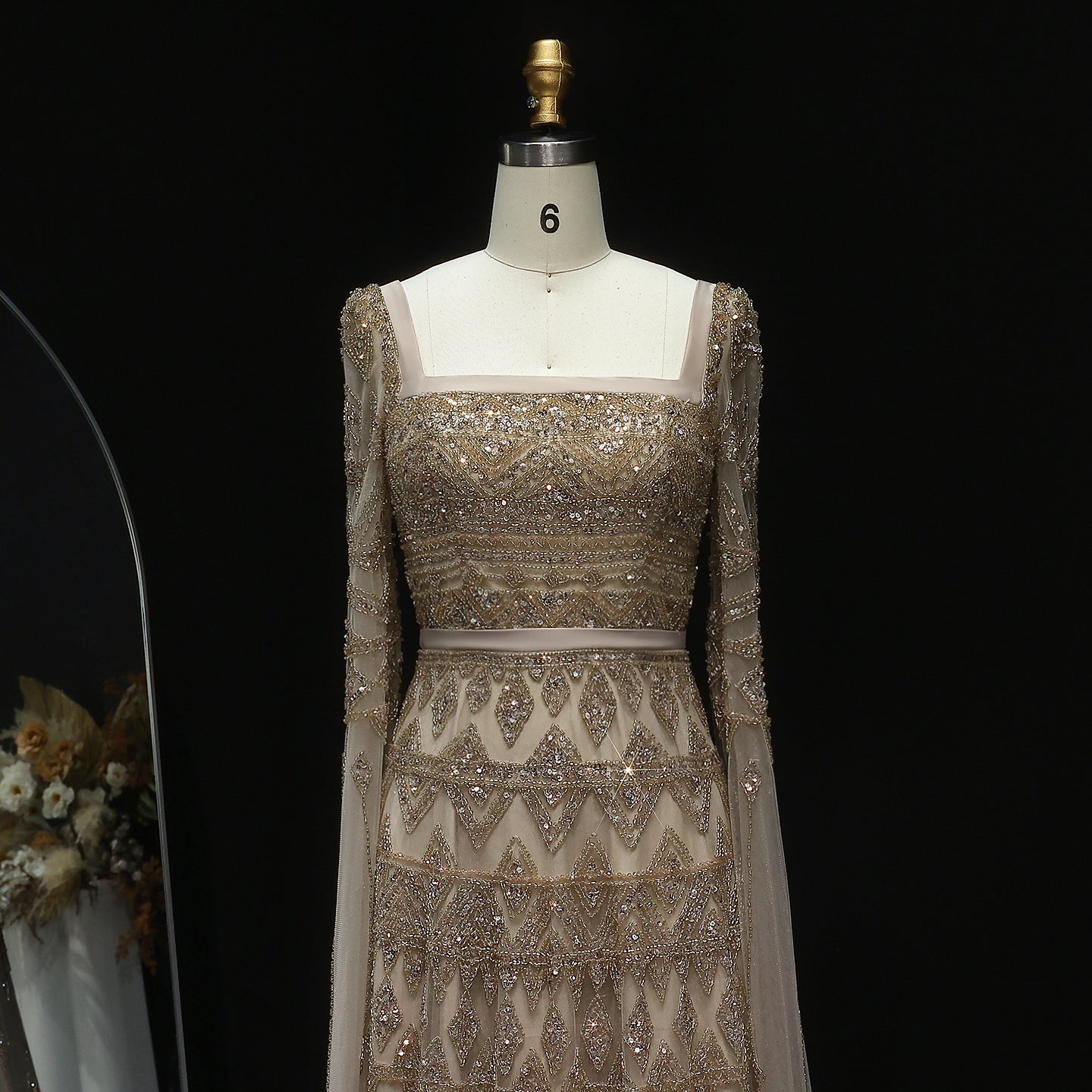 Luxury Wine Red Evening Dress with Cape Sleeves SS461