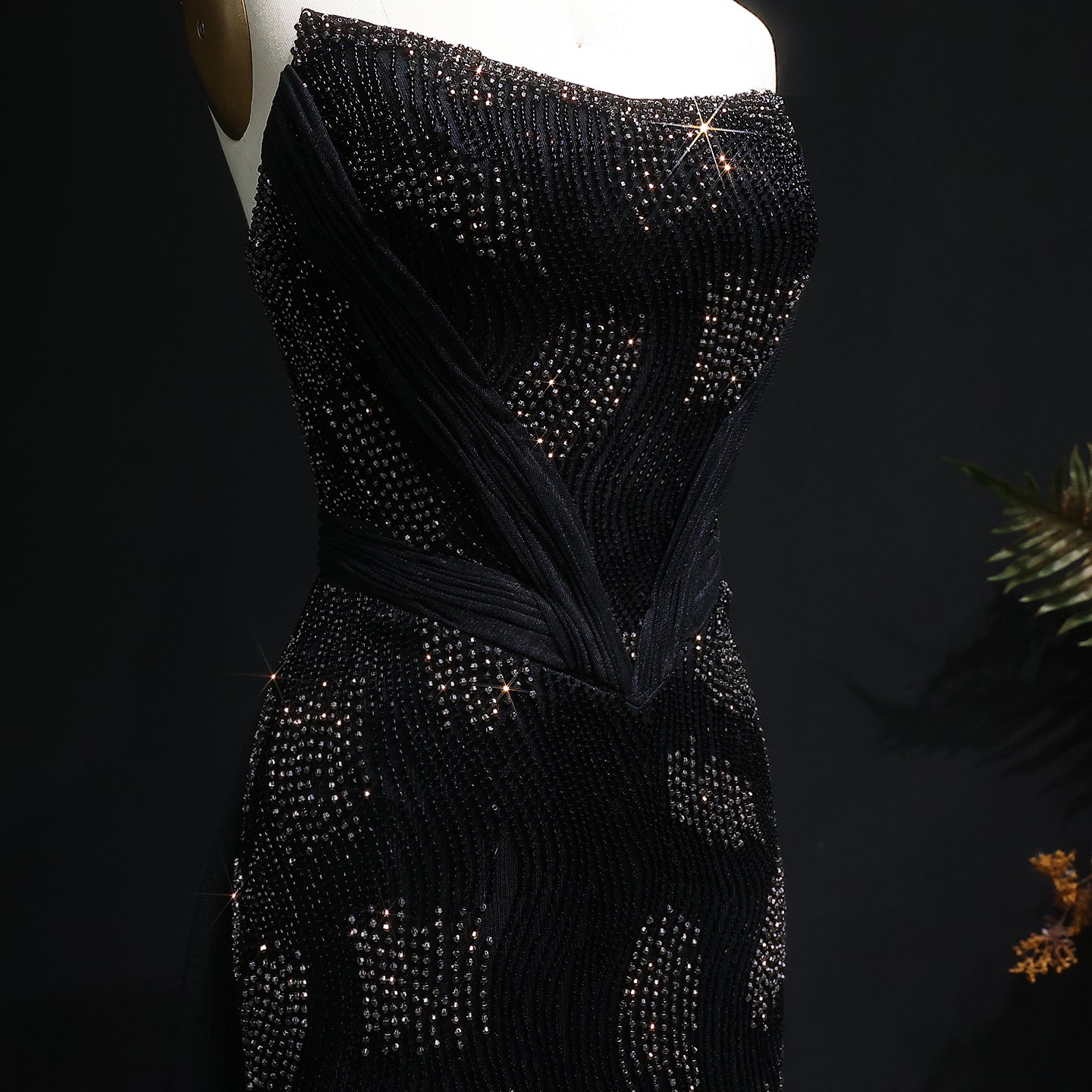 Luxury Beaded Pink Mermaid Evening Dress with Overskirt SS023