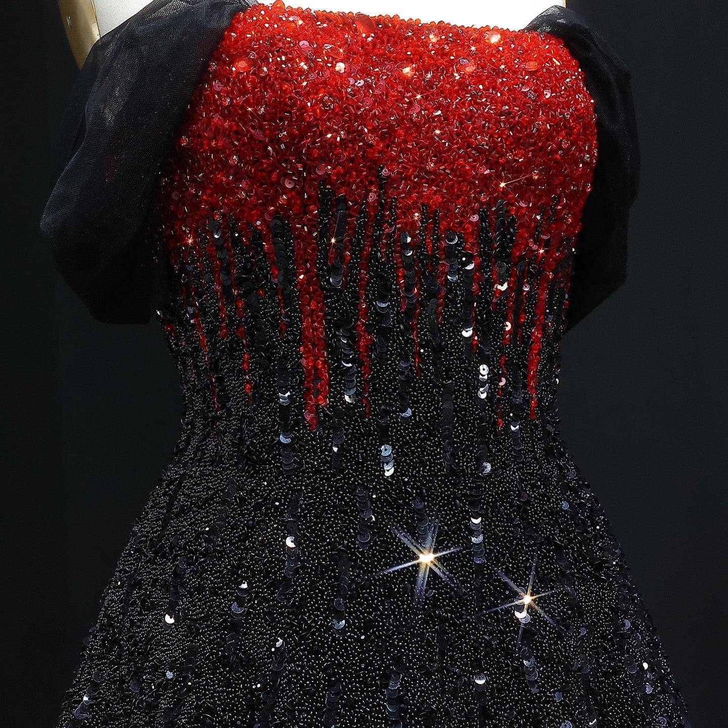 Luxury Beaded Black Green Strapless Evening Dress SS224