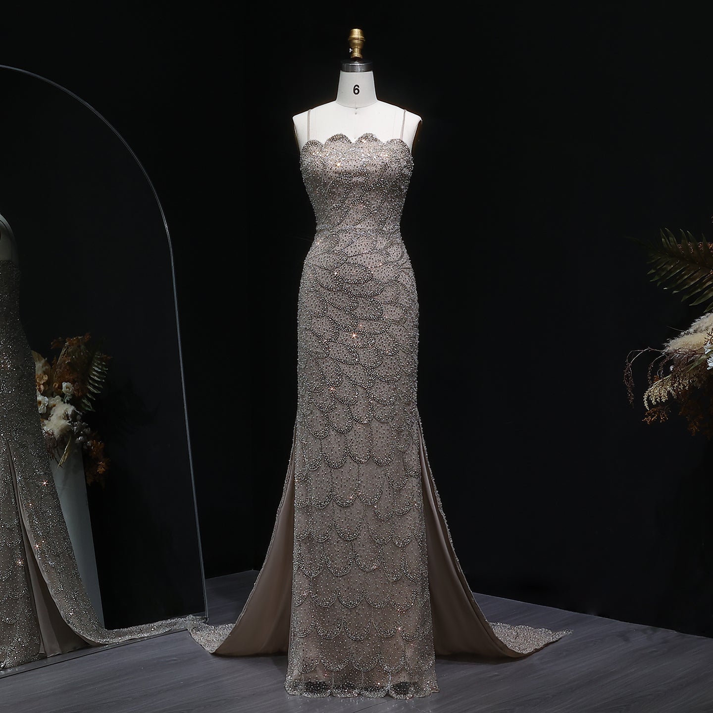 Elegant Emerald Green Strapless Evening Dress SS601  Champagne / US 20