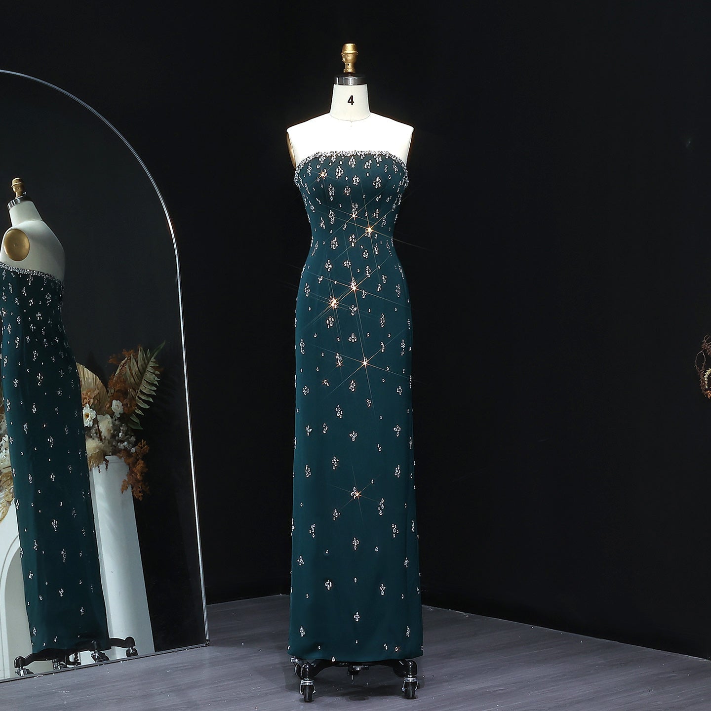 Elegant Rhinestones Strapless Emerald Green Evening Dress SS221  Emerald Green / US 16