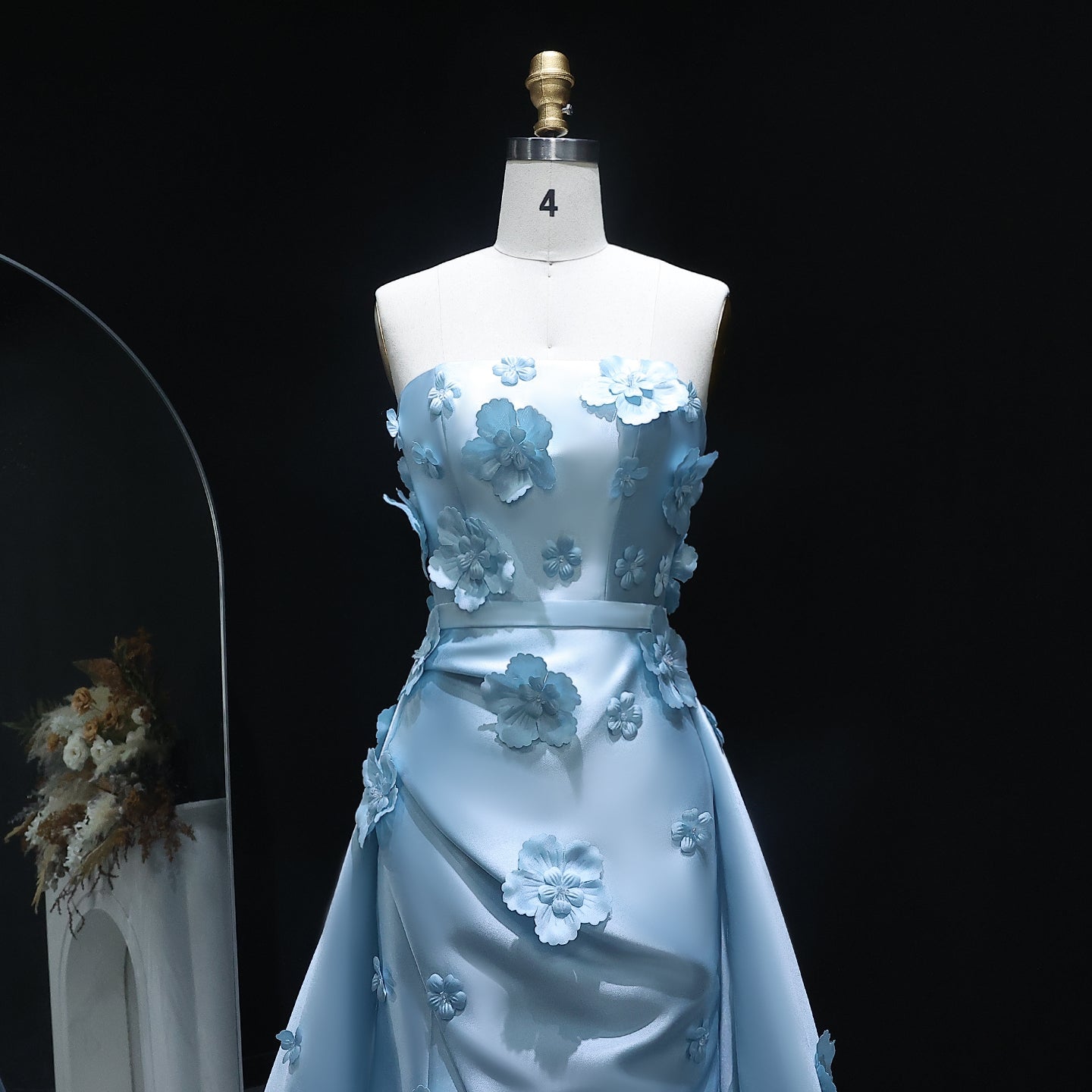 Elegant Pink 3D Flowers Evening Dress with Overskirt SS273