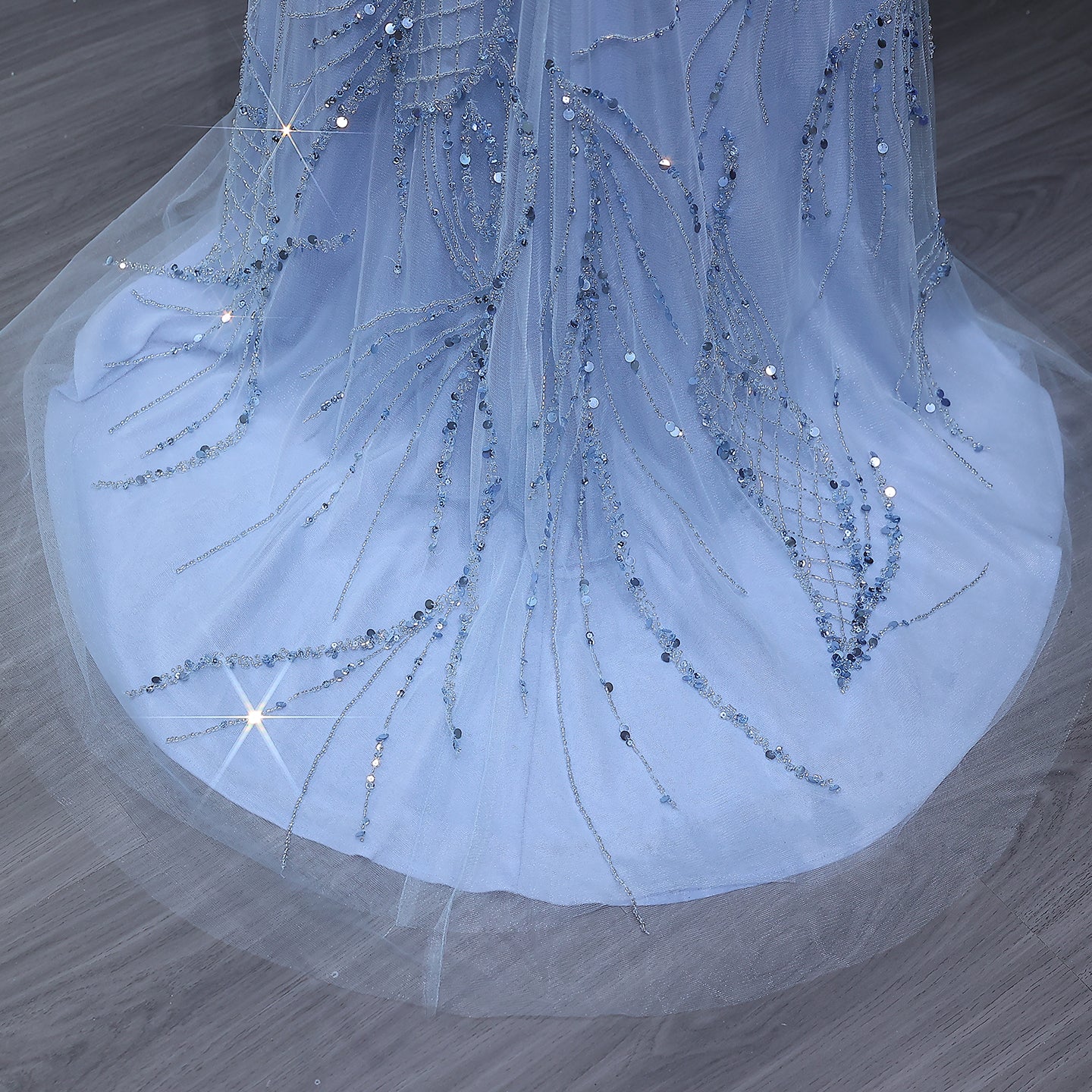 Luxury Beaded  Light Blue Mermaid Evening Dress with Jacket SS192
