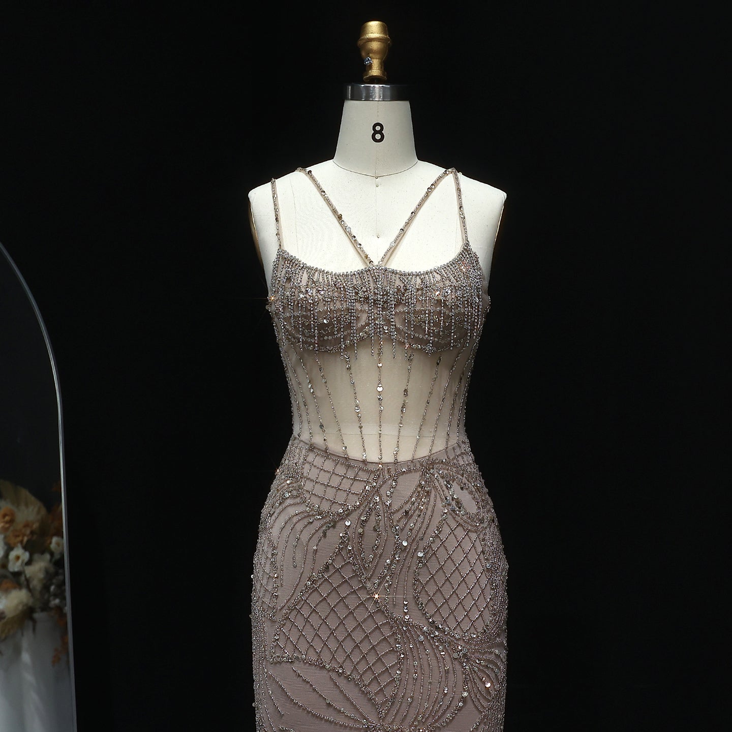 Luxury Beaded  Light Blue Mermaid Evening Dress with Jacket SS192