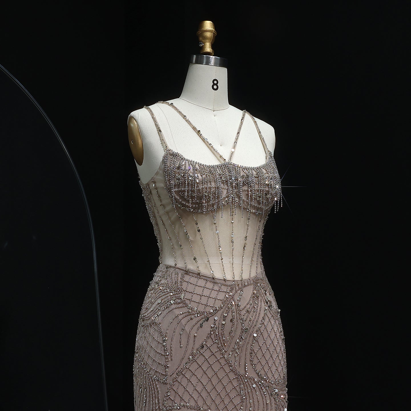 Luxury Beaded  Light Blue Mermaid Evening Dress with Jacket SS192