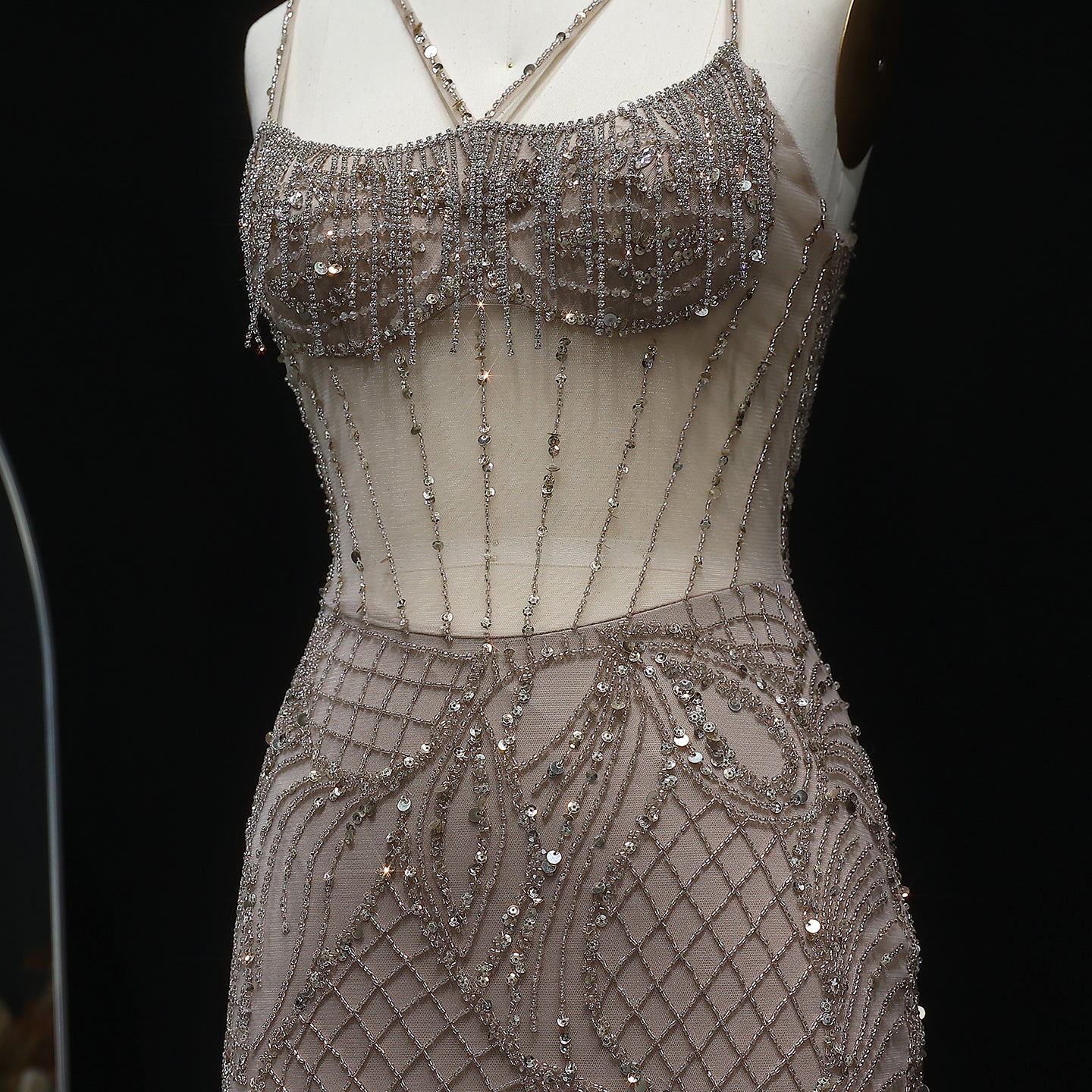 Luxury Beaded  Light Blue Mermaid Evening Dress with Jacket SS192