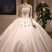 Simple Strapless Off-White Ball Gown Wedding Dress RS038  White / Custom Made