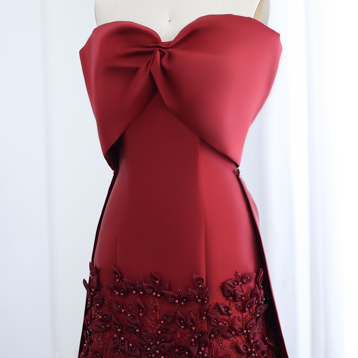 Luxury 3D Flowers Pink Off Shoulder Evening Dress SS464