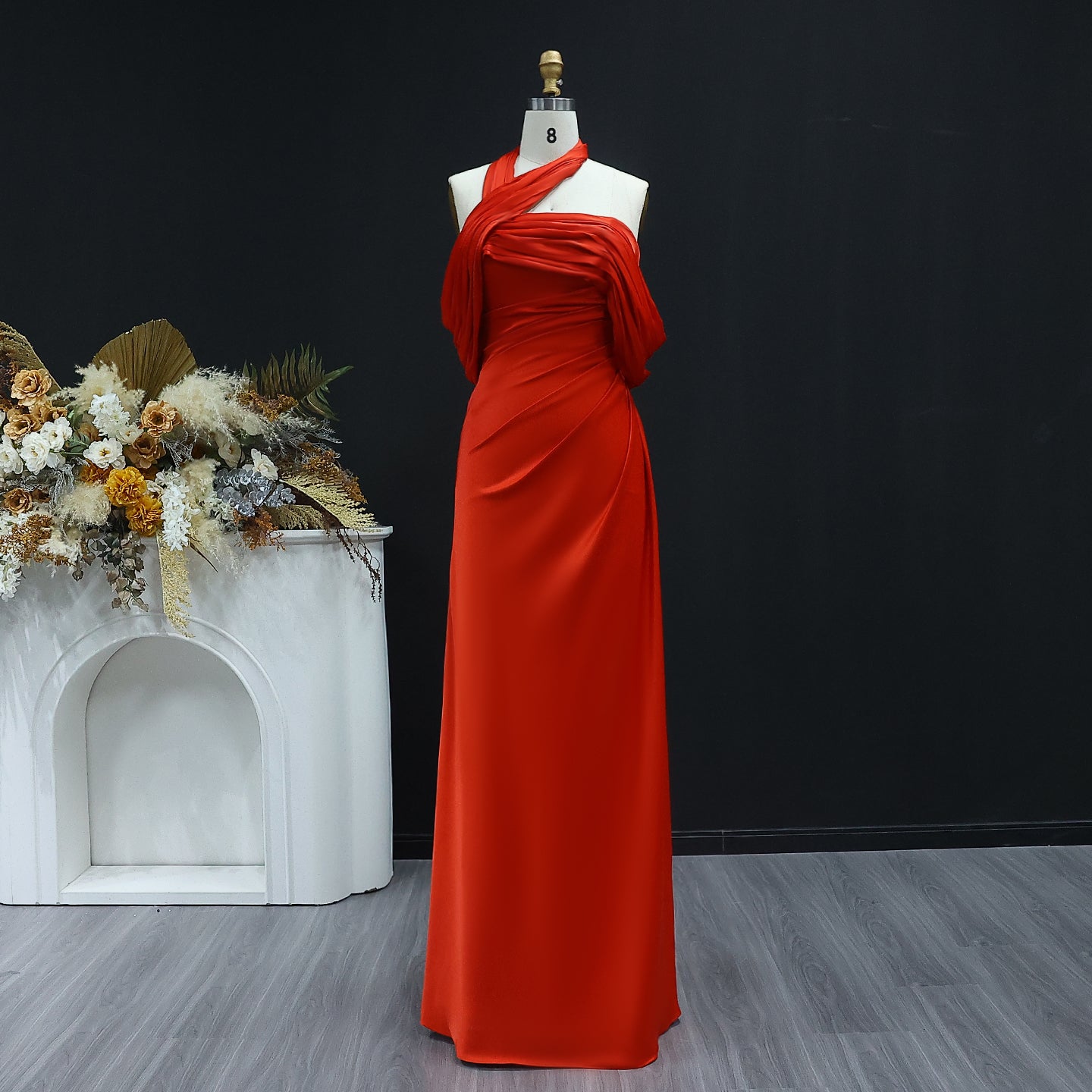 Elegant  Halter Gold Off Shoulder Evening Dress SF053  Red / V16