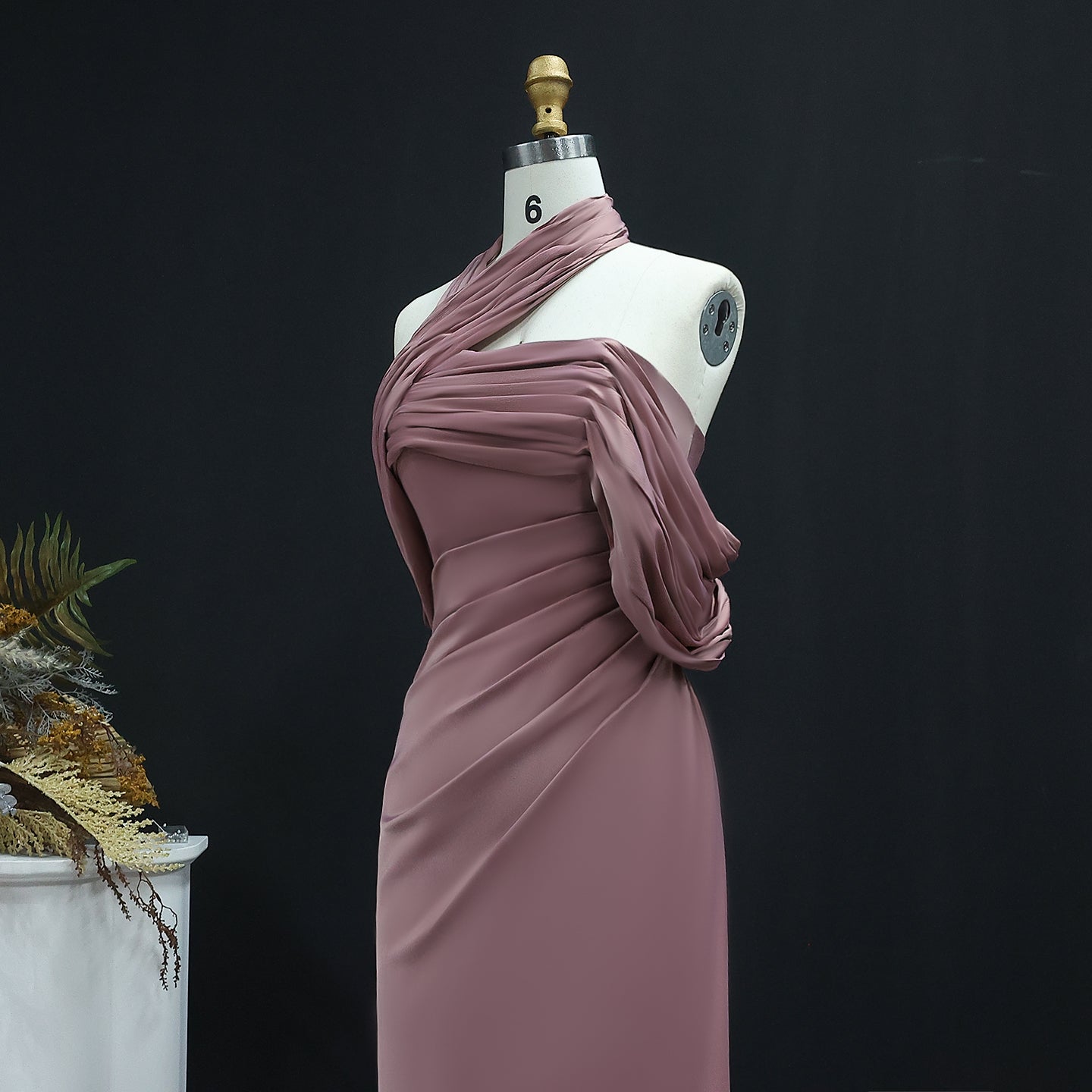 Elegant  Halter Gold Off Shoulder Evening Dress SF053