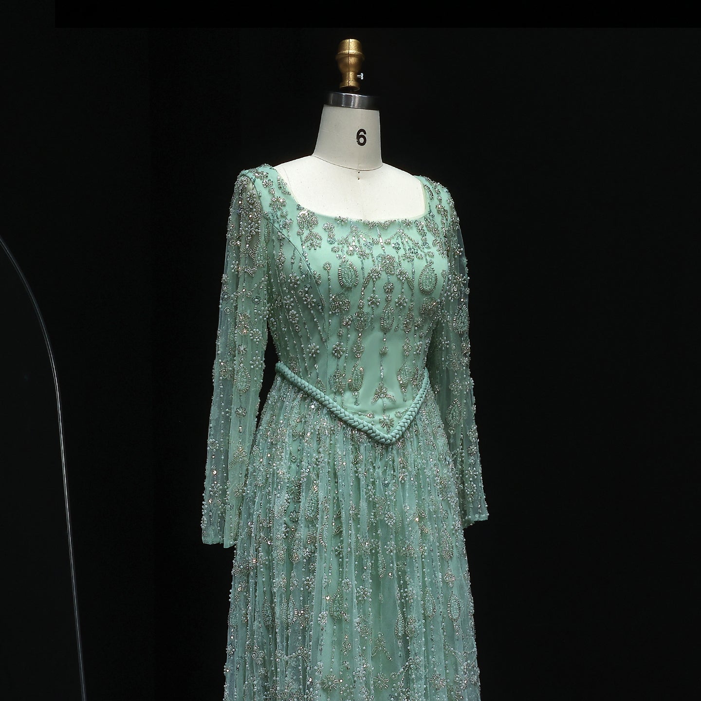 Luxury Sage Green Spaghetti A-Line Evening Dress SS693