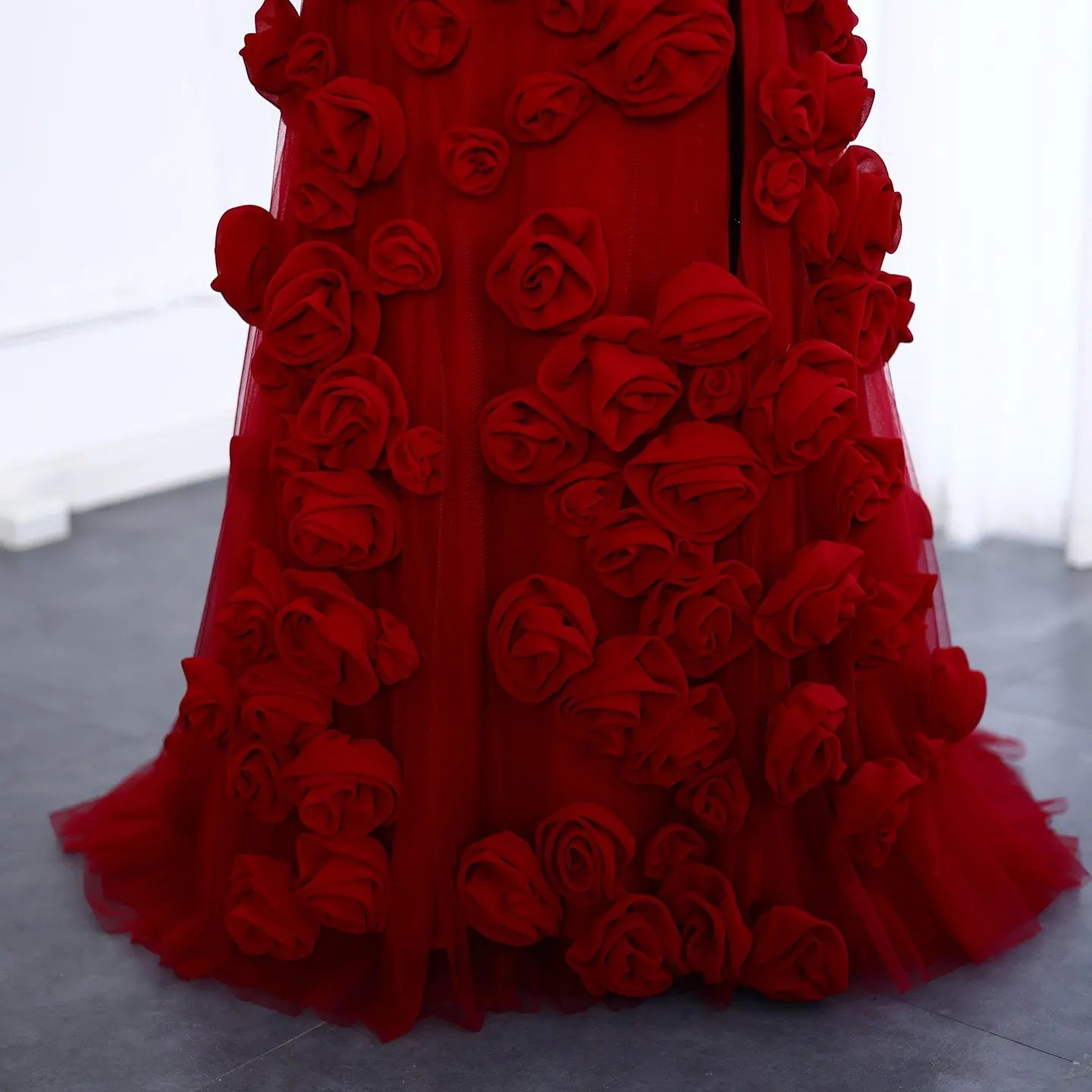 Chic Pink 3D Flowers Strapless Mermaid Evening Dress Side Slit SS207 Sharon Said