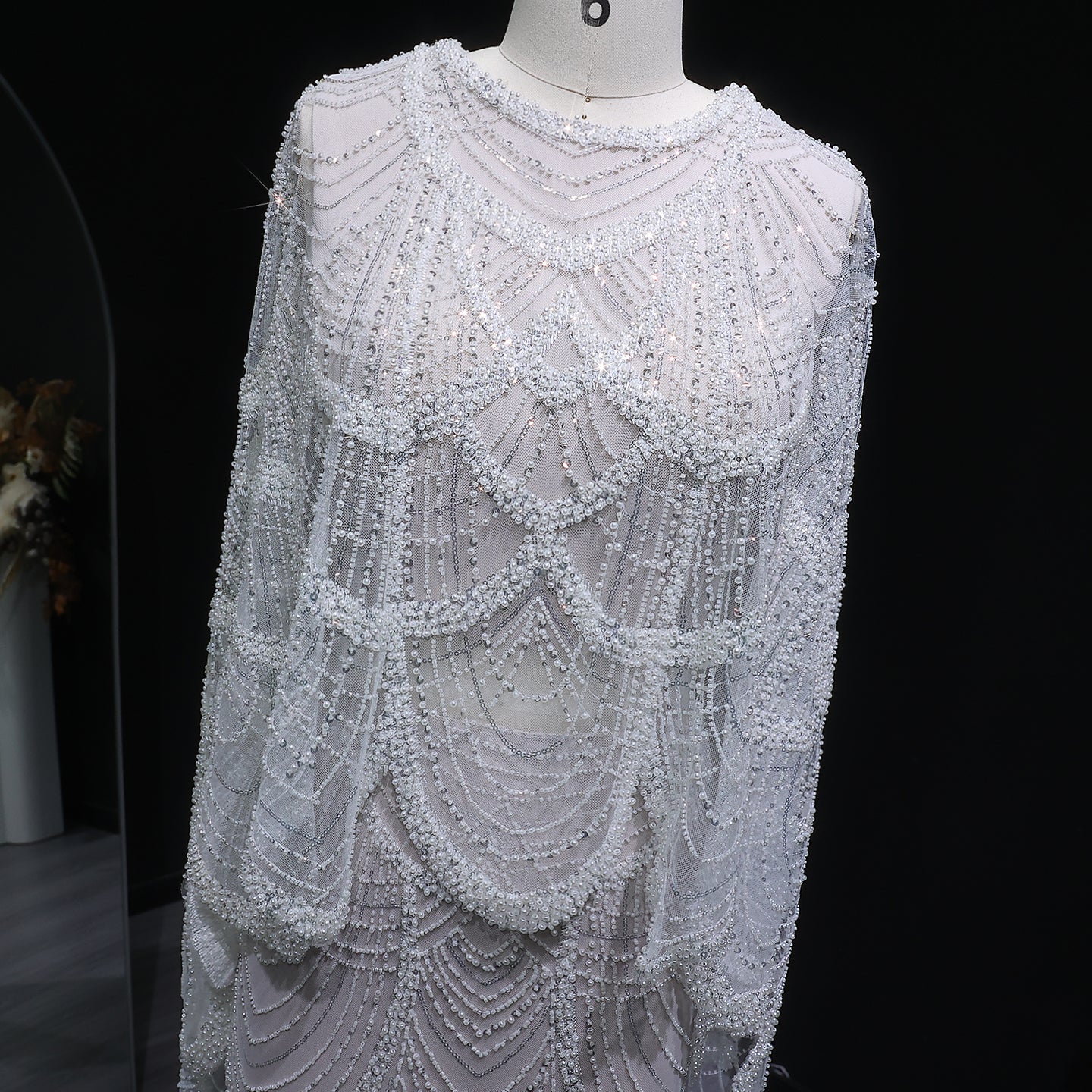 Luxury Beaded Nude Two Pieces Evening Dress SS646