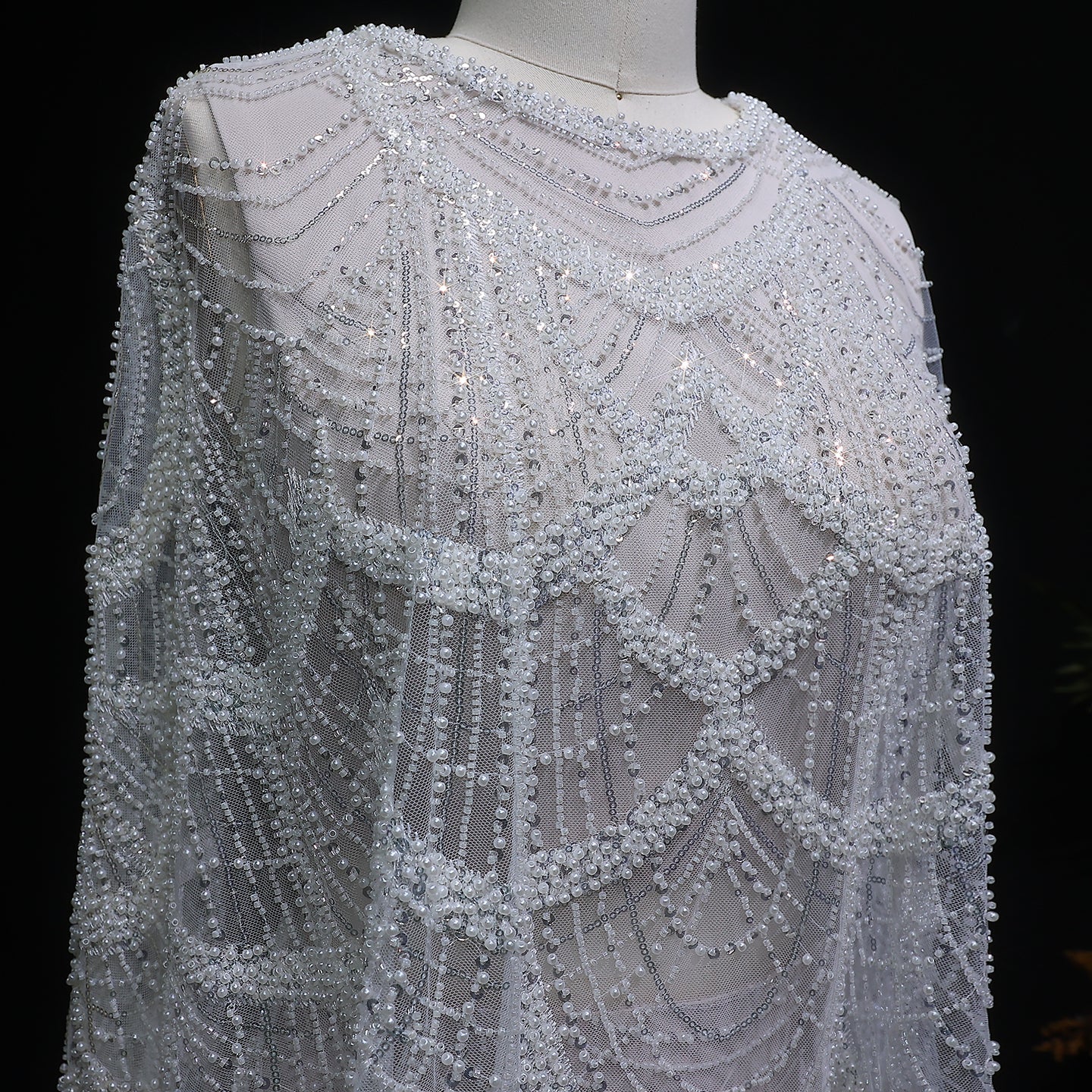 Luxury Beaded Nude Two Pieces Evening Dress SS646