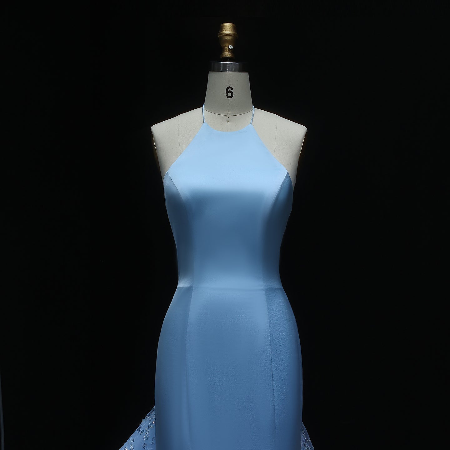Stunning Blue Halter Evening Dress with Ruffles SS524