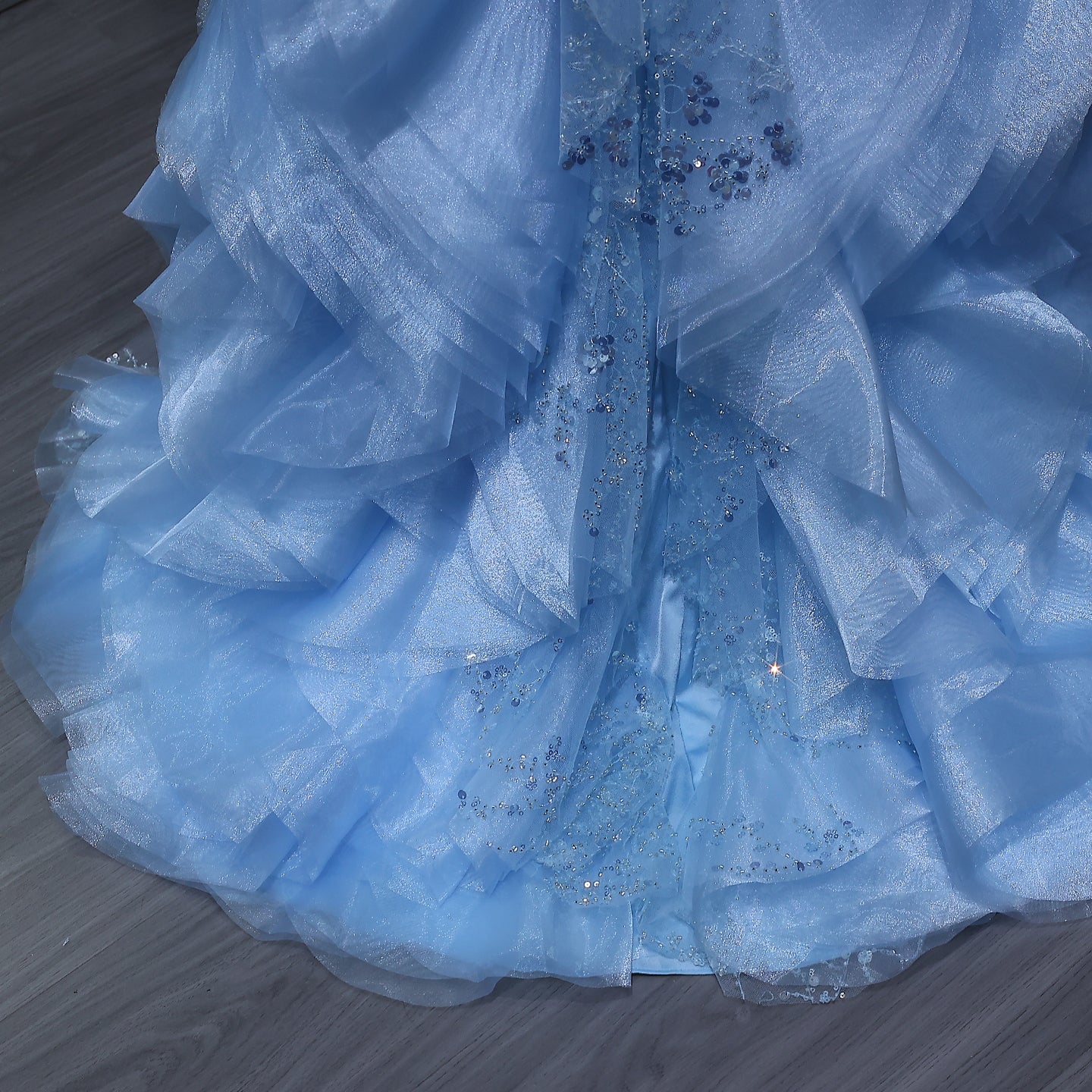 Stunning Blue Halter Evening Dress with Ruffles SS524