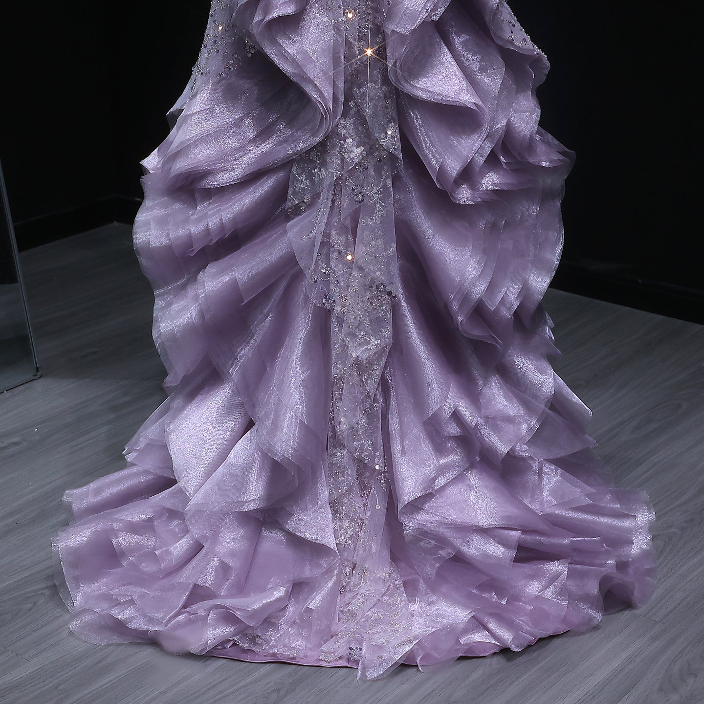 Stunning Blue Halter Evening Dress with Ruffles SS524