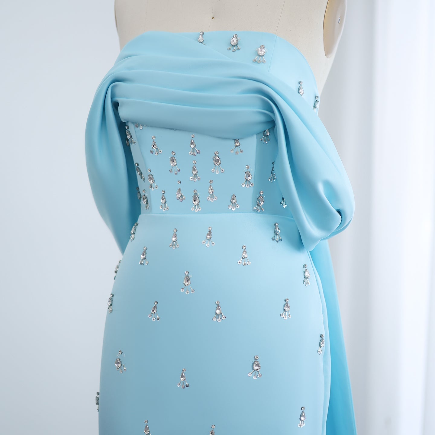 Luxury Rhinestone Pink Off Shoulder Evening Dress SS500