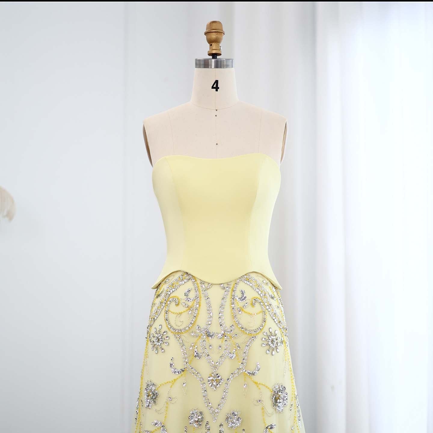 Luxury Sage Green Strapless Evening Dress SS254