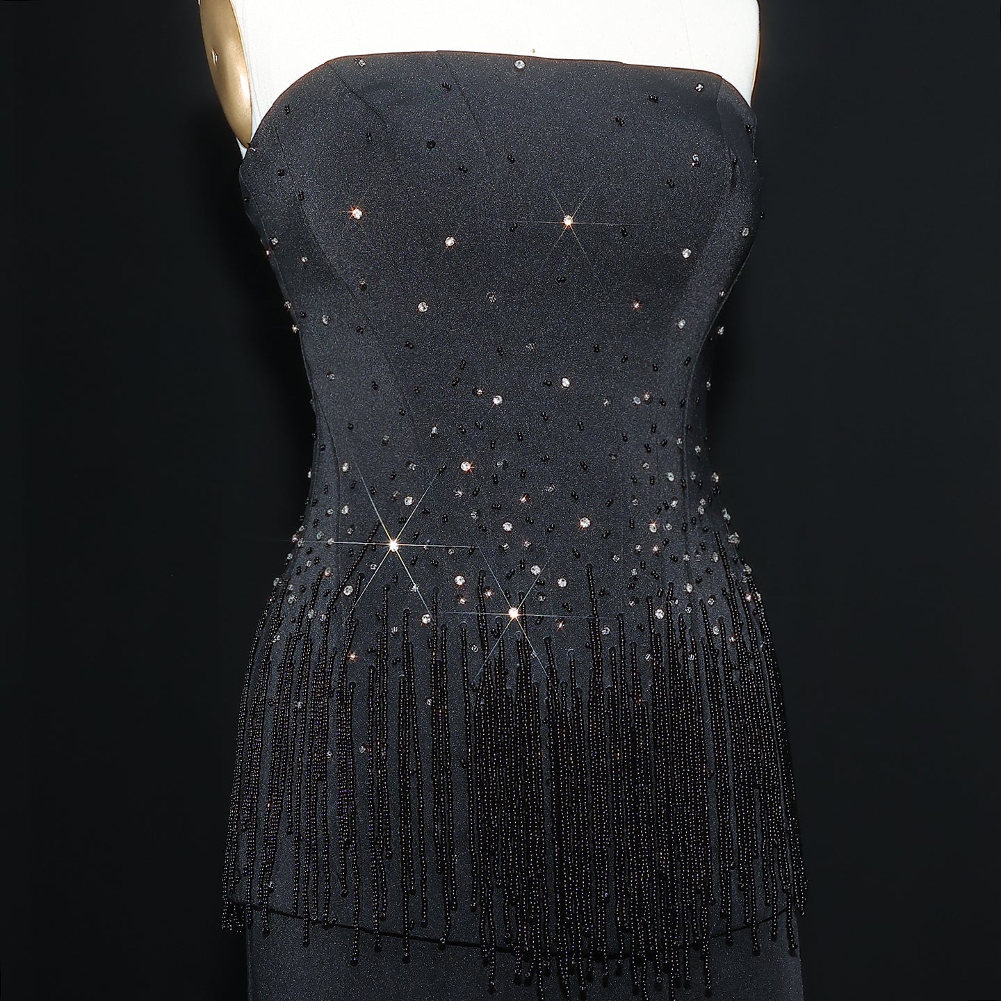 Elegant Beige Beaded Evening Dress with Two Pieces SS425