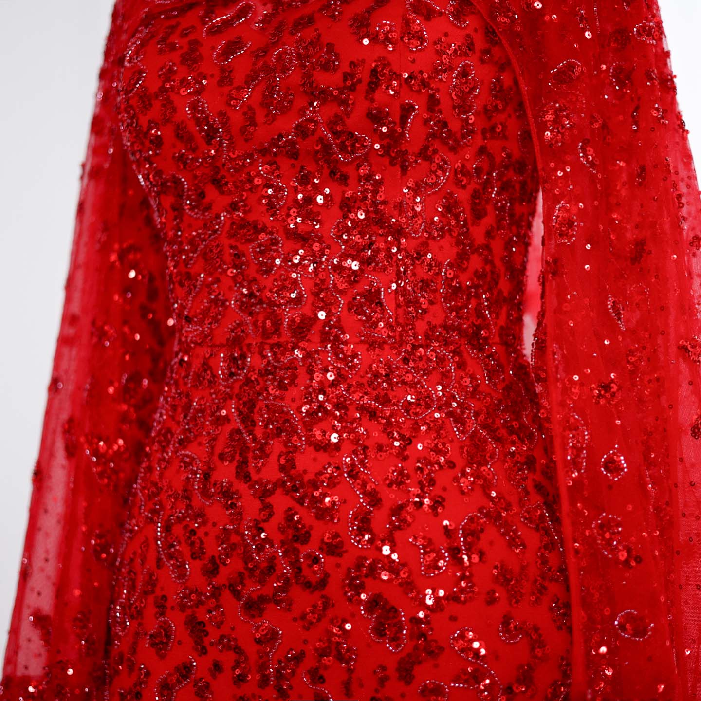 Luxury Wine Red Long Sleeves Muslim Evening Dress with Cape SS202