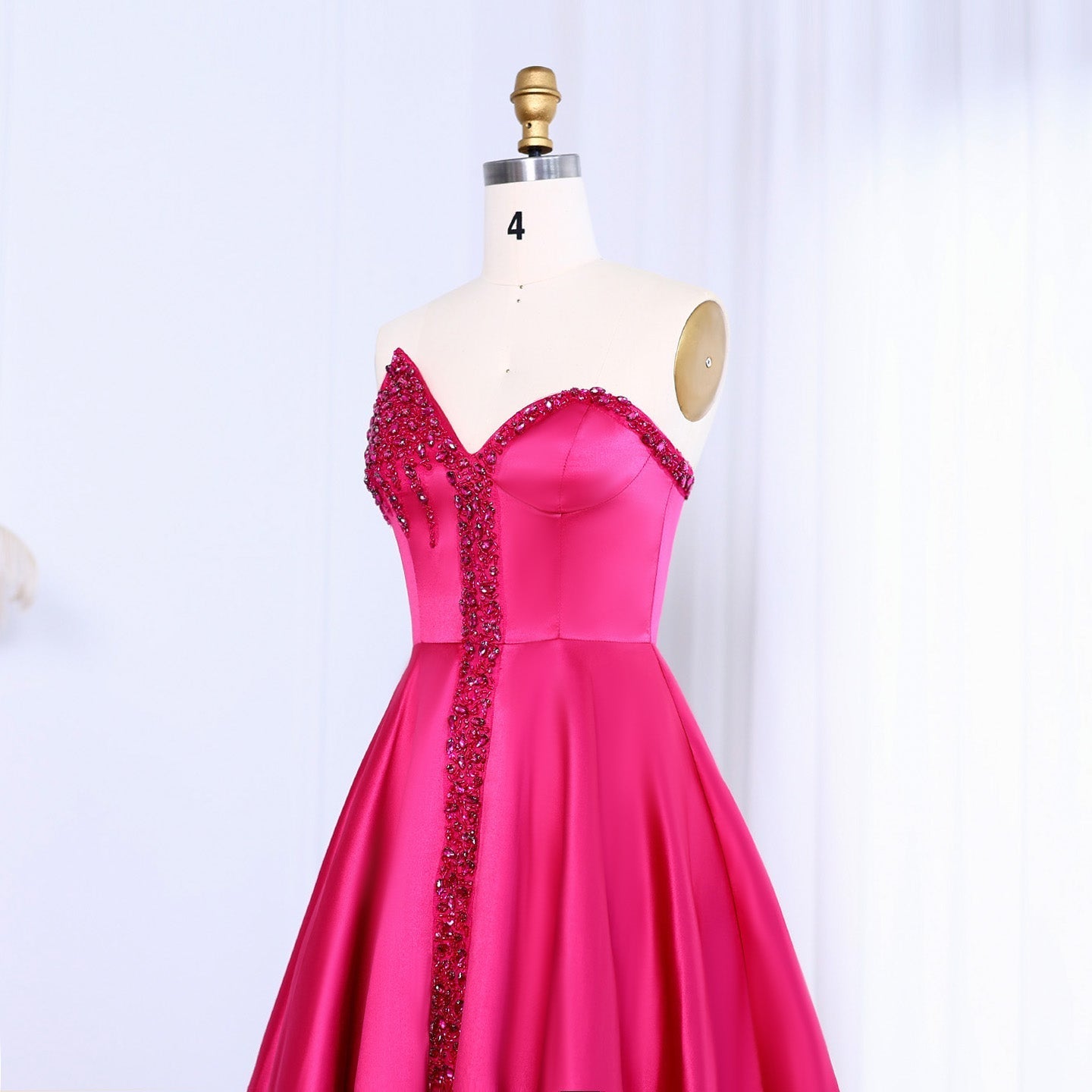 Elegant Crystal Black Strapless Evening Dresses Side Slit SS364