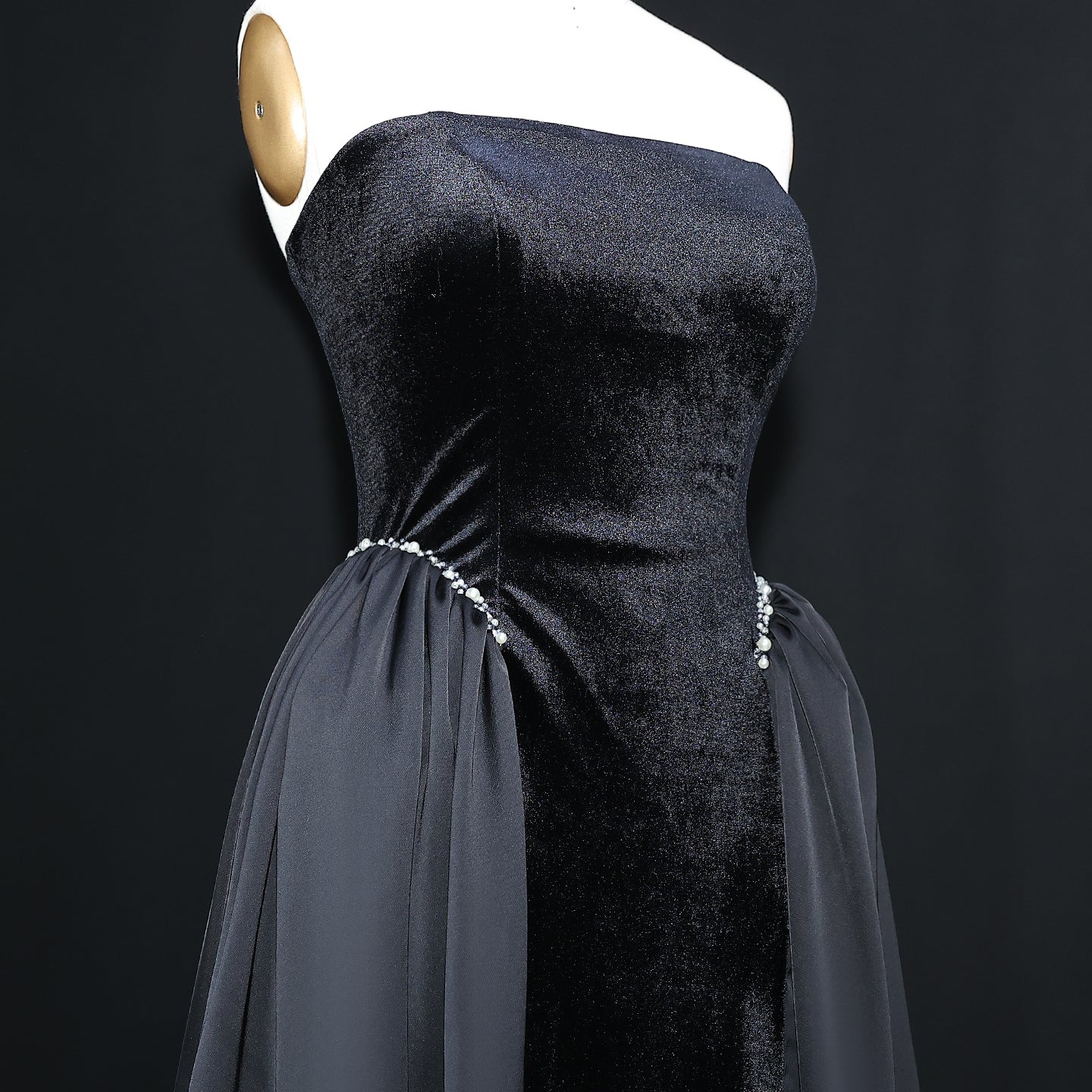 Elegant Black Strapless Evening Dress SF534