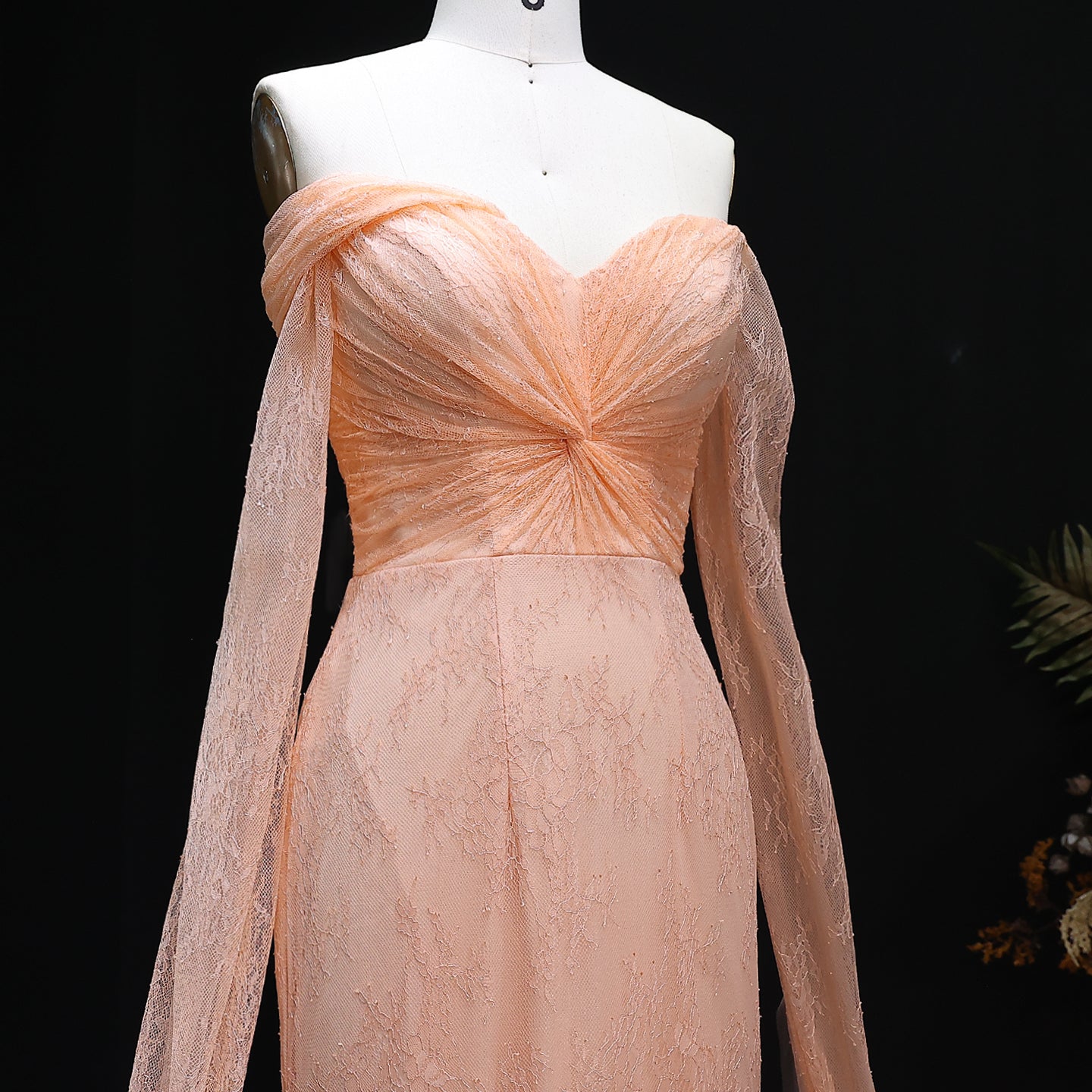 Purple Lace Mermaid Evening Dress with Cape Sleeves SF055