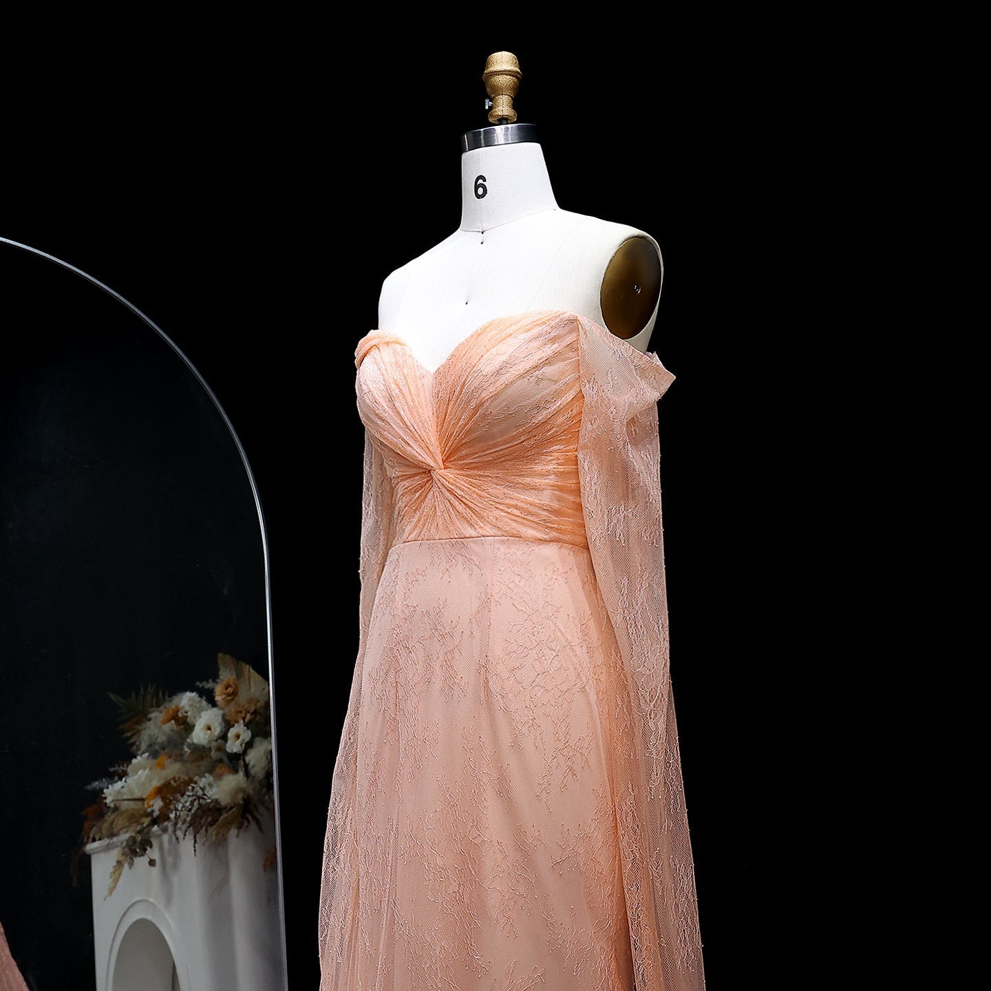 Purple Lace Mermaid Evening Dress with Cape Sleeves SF055