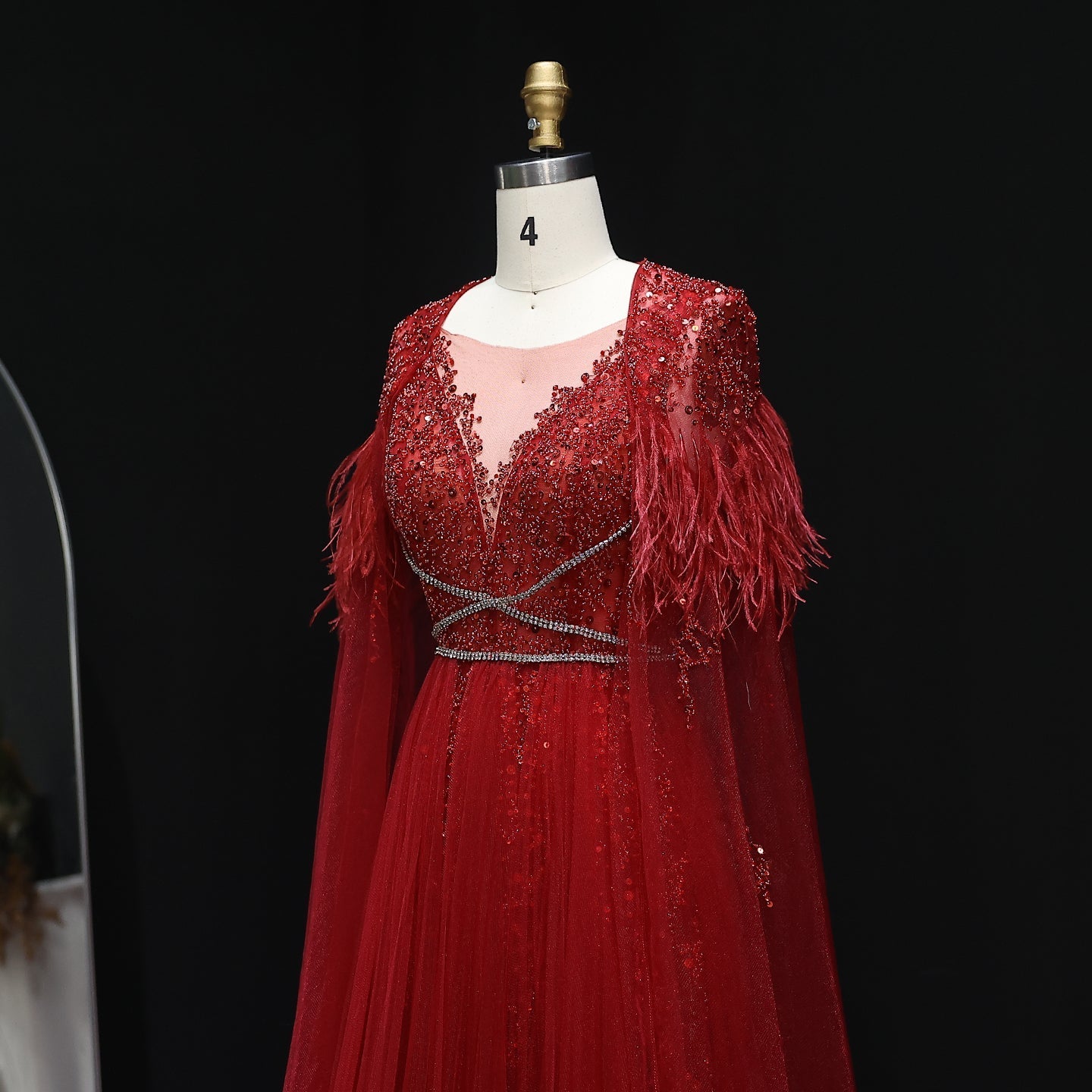 For Sale Silver Evening Dresses with Feather Cape Shawl SS147