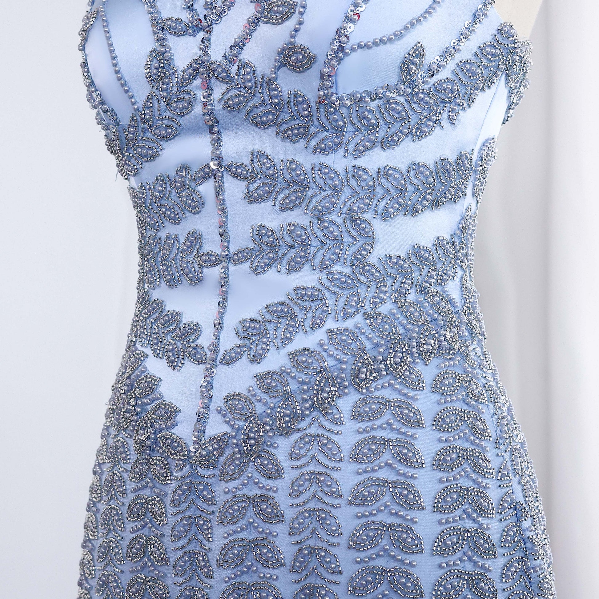 Luxury Beaded Blue Mermaid Evening Dress SS694